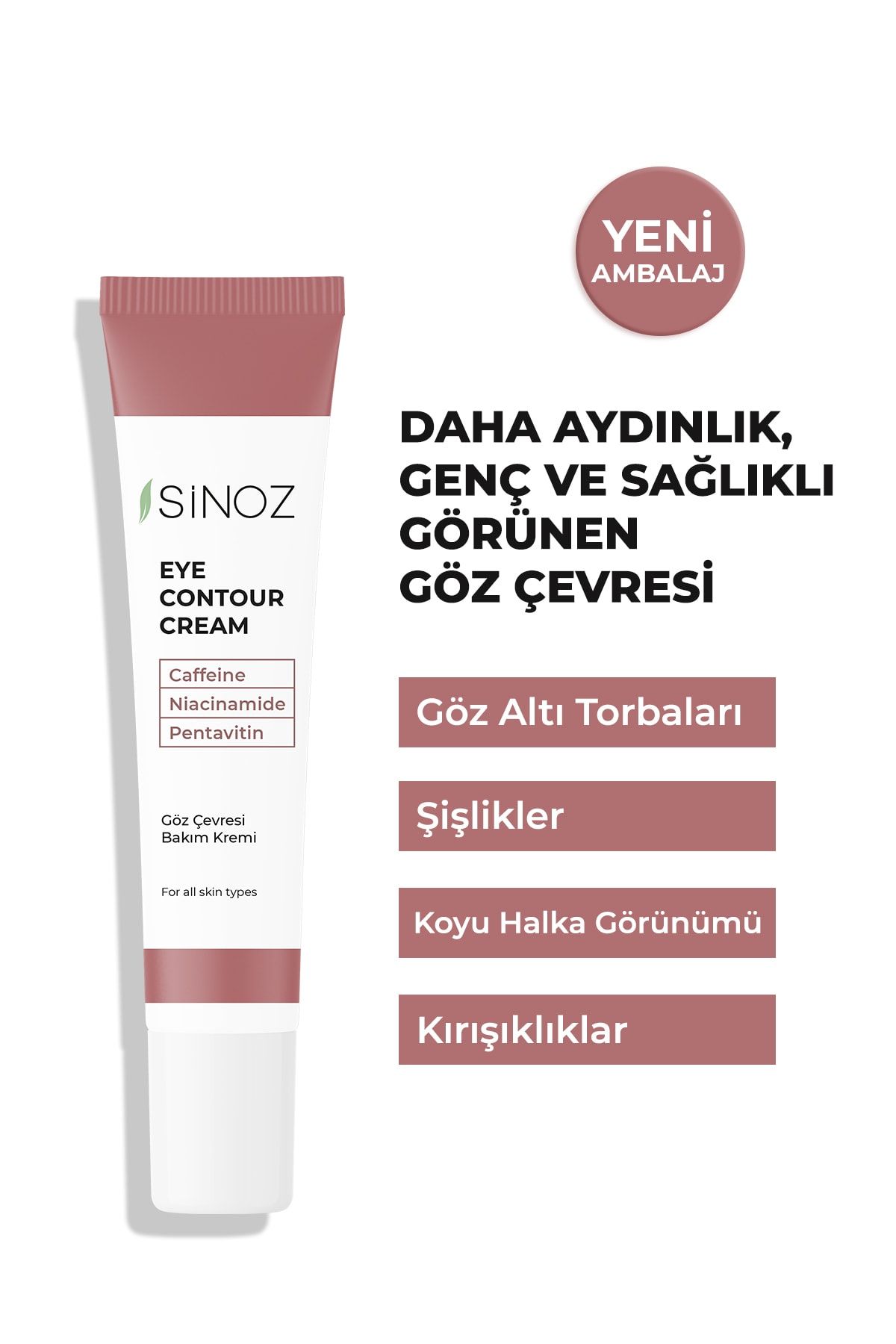 Sinoz Kırışıklık Karşıtı Koyu Halka Oluşumunu Gidermeye Yardımcı Nemlendirici Göz Çevresi Kremi 15 ml