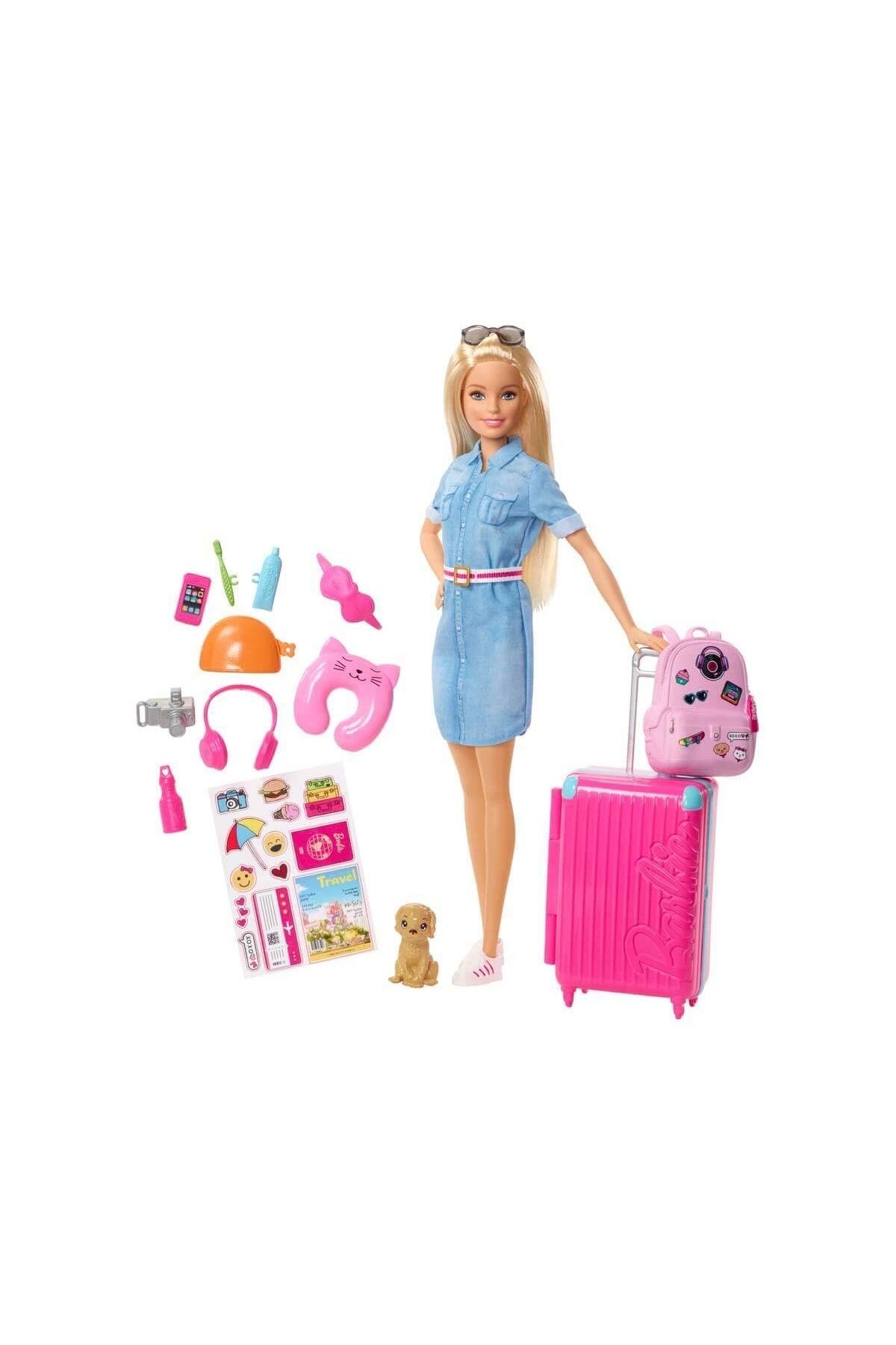 Barbie Seyahatte Bebeği ve Aksesuarları Oyuncak Bebek