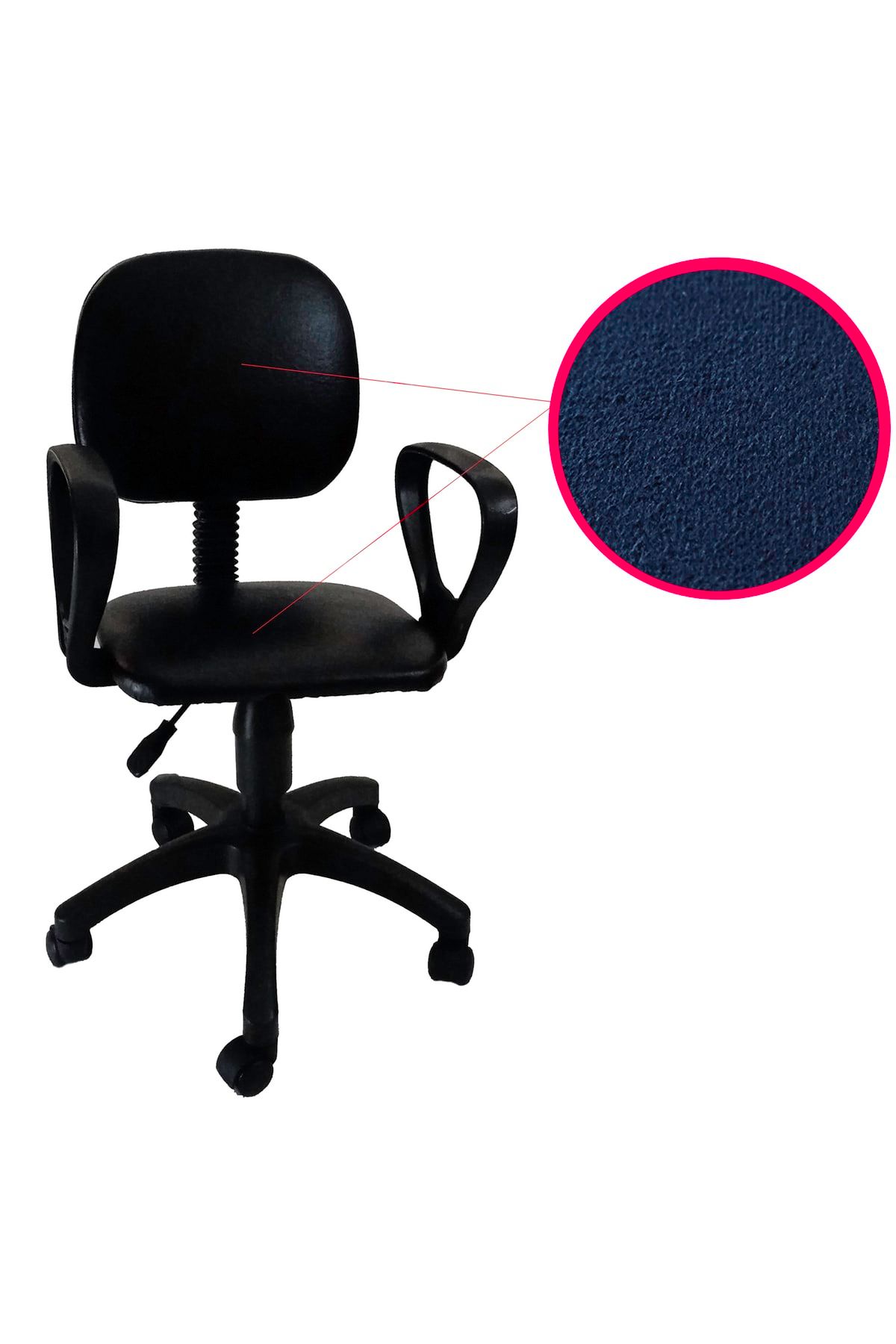 müzeyyen Ofis Sandalyesi Kumaş Sekreter Koltuğu Bilgisayar Koltuğu Kollu Çalışma Taburesi Siyah