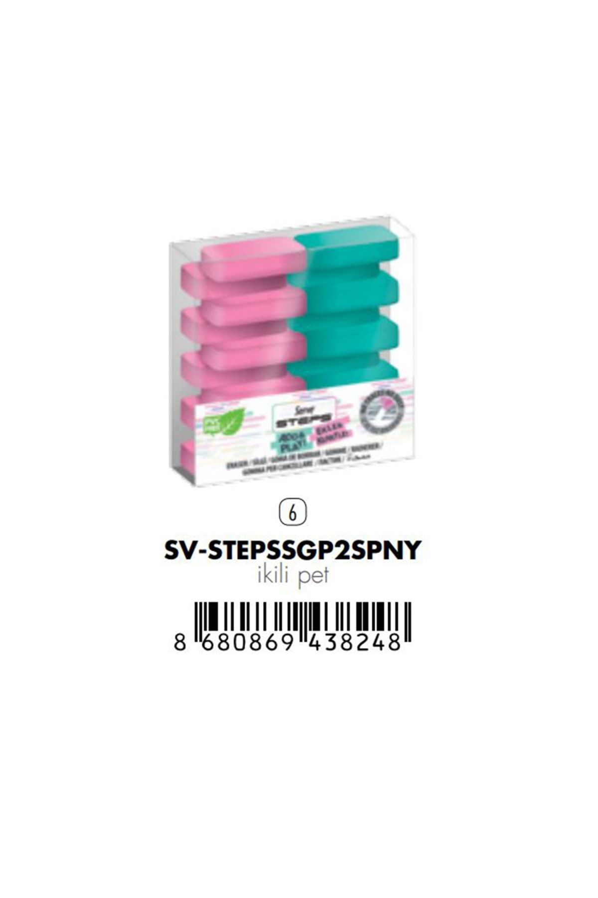 Serve Steps Silgi Fosforlu Karton Yeşil-Pembe