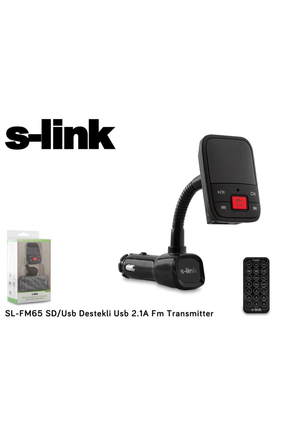 S-Link Sl-fm65 Hafızasız Mp3 Transmitter 2.1a Usb Şarj Portlu Usb Micro Sd Kart Destekli Kumandalı