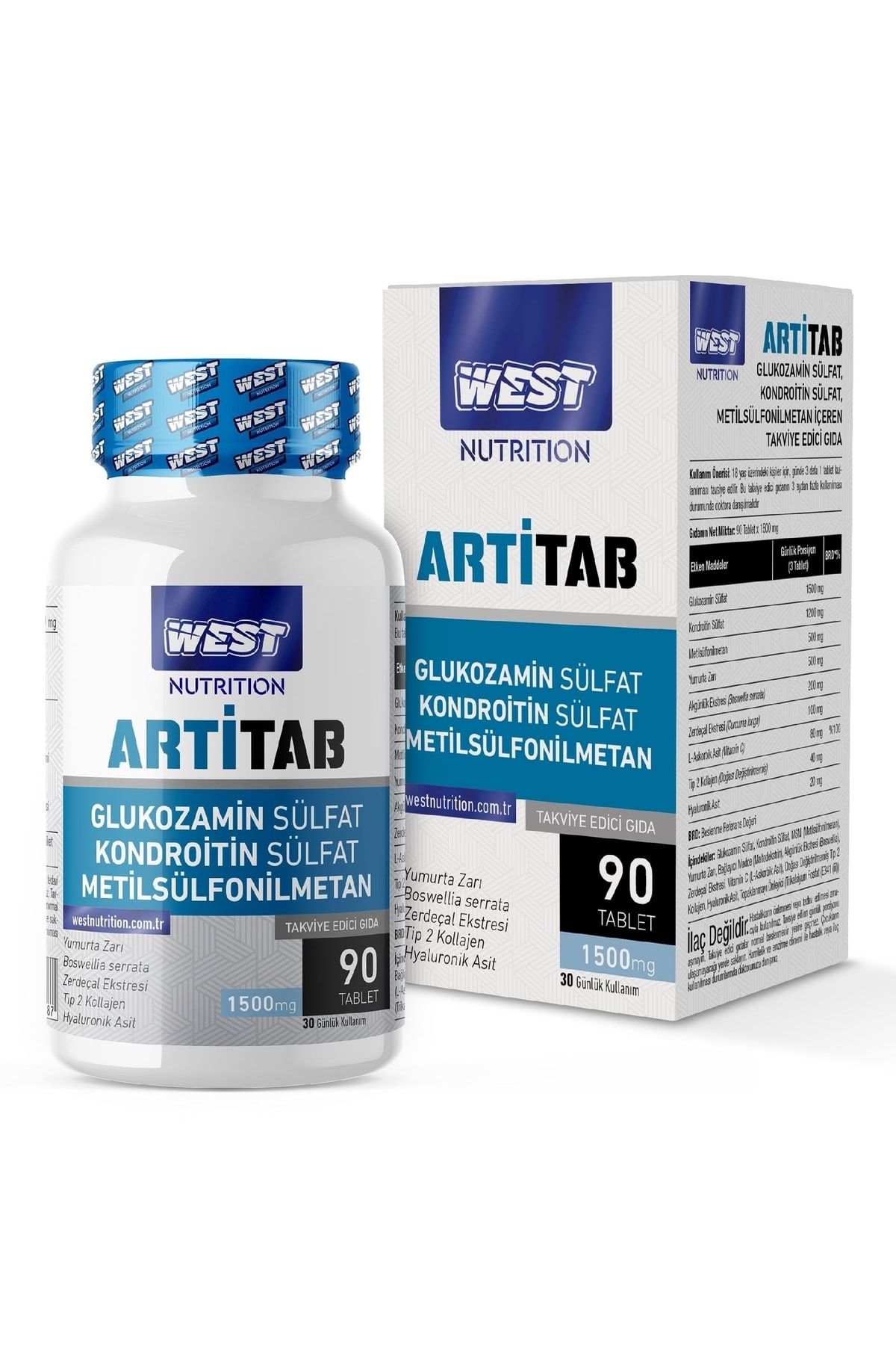 West Nutrition Artitab Glukozamin Kondroitin Msm Boswellia 90 Tablet