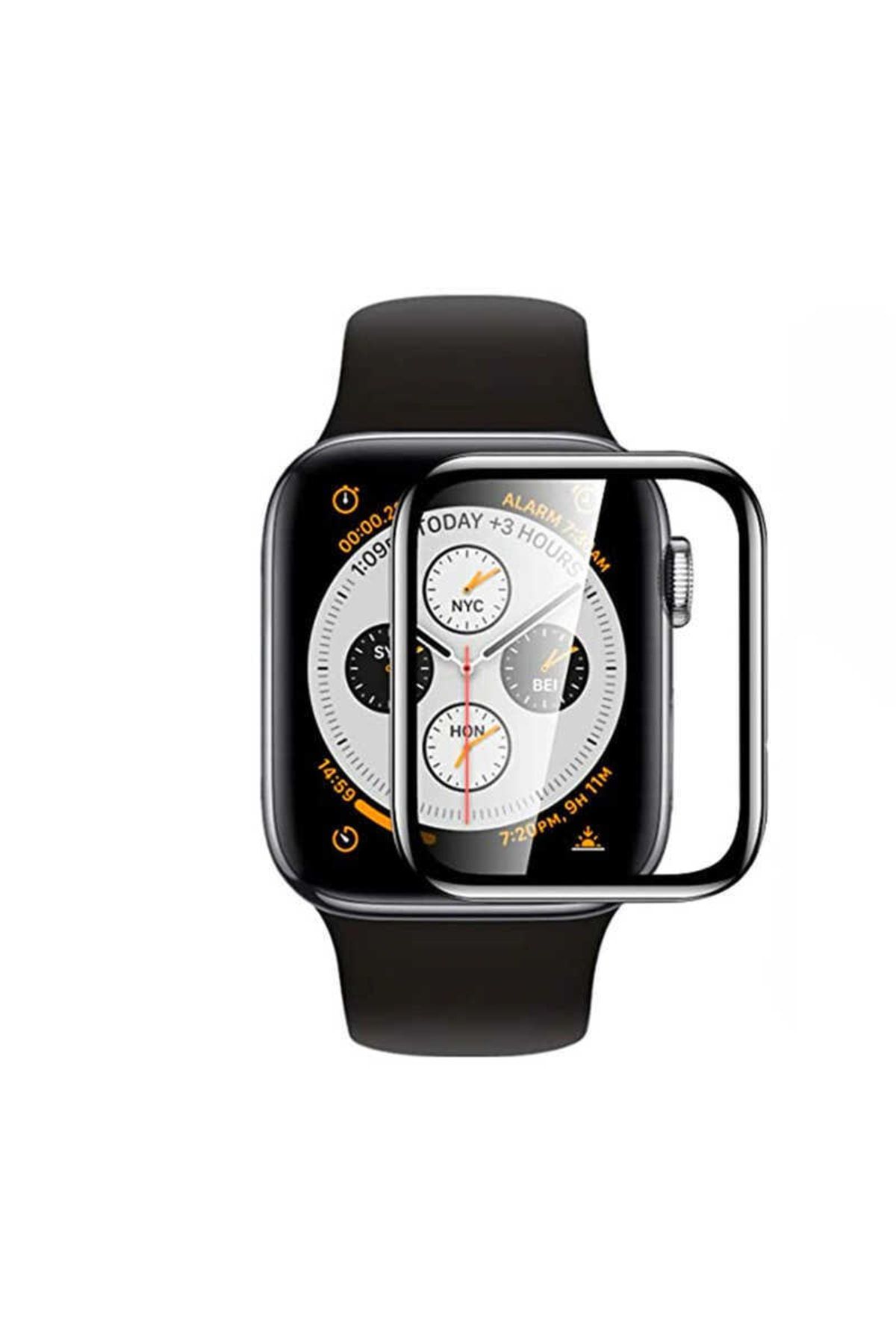 UnDePlus Apple Watch 7 45mm Uyumlu Eko Pmma Pet Saat Ekran Koruyucu Siyah