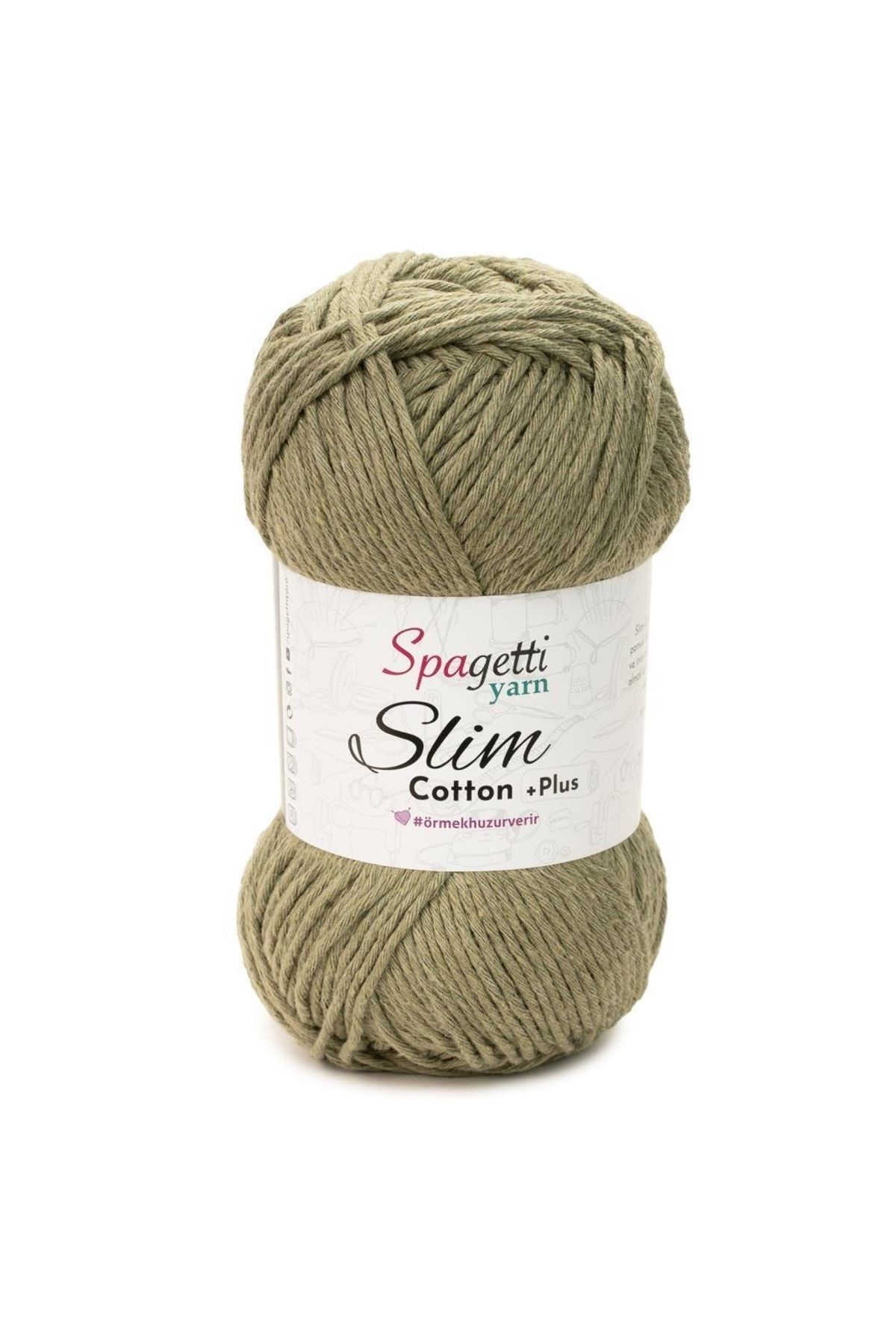Spagettiyarn Slim Cotton Plus Haki Yeşil El Örgü Ipliği