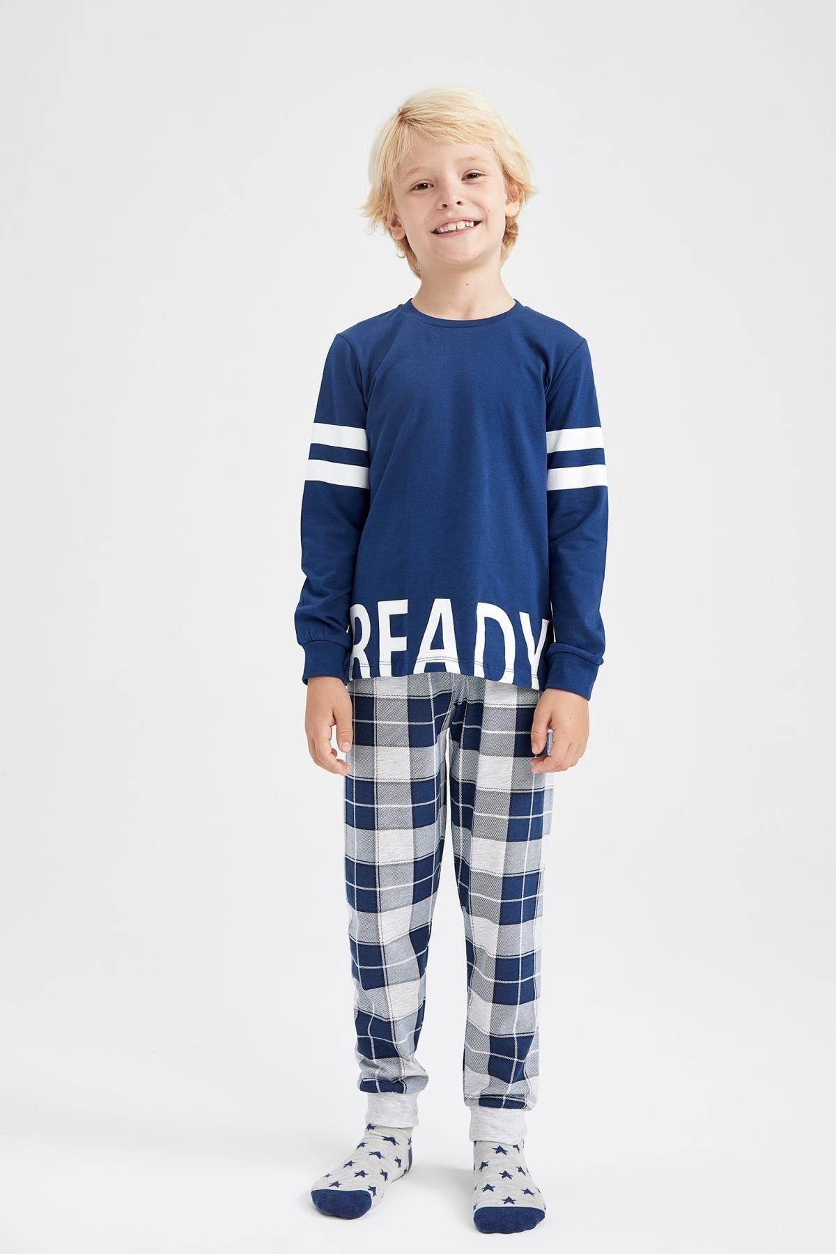 Defacto Erkek Çocuk Desenli Uzun Kollu Pijama Takım