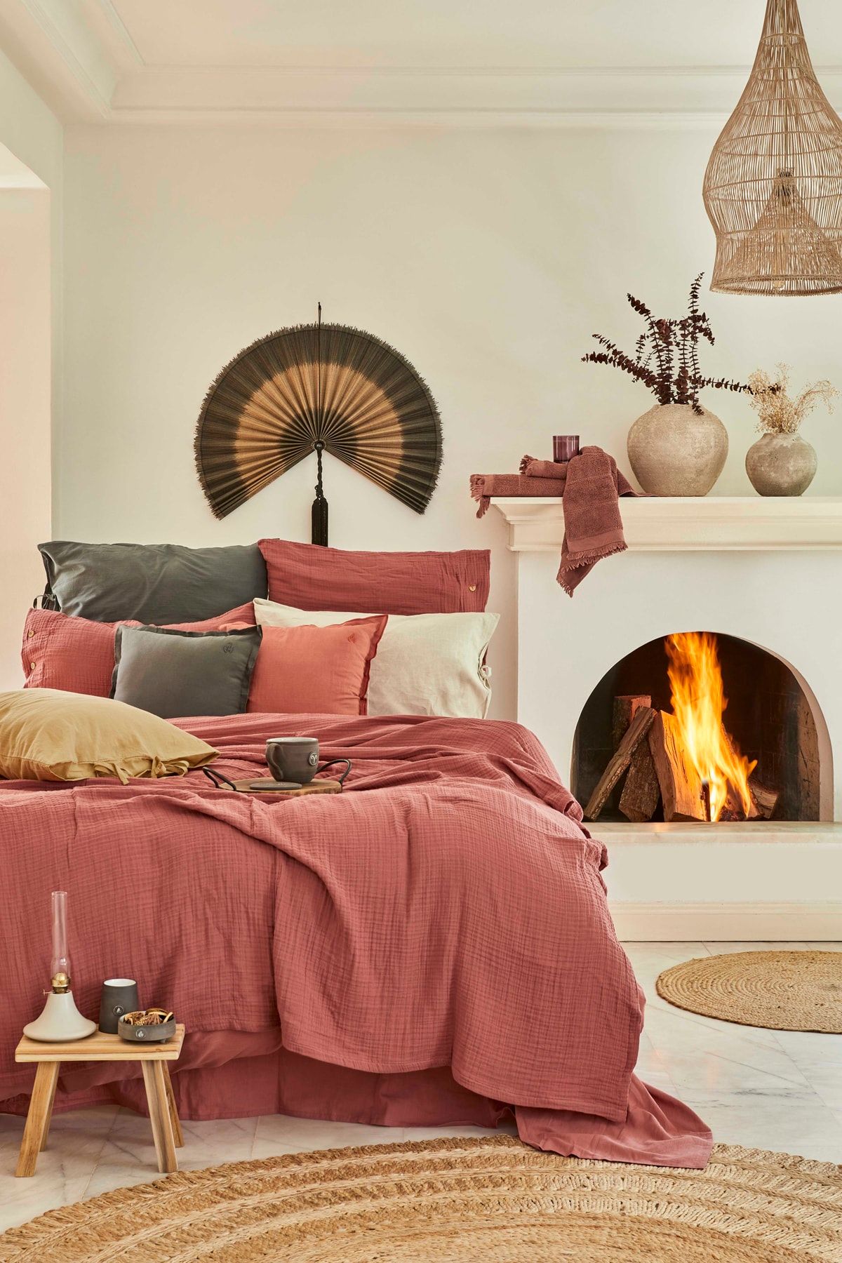 Karaca Home 4 Element Terracotta %100 Pamuk Çift Kişilik Yatak Örtüsü Ateş