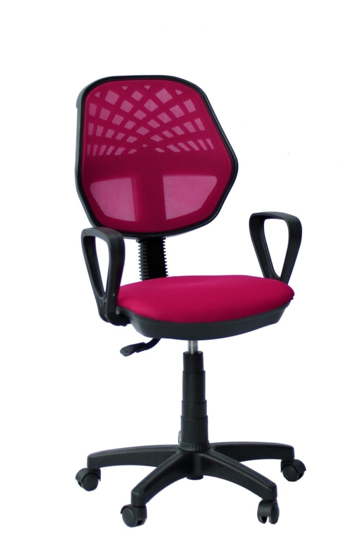 TOMAR Porziyon Depar Fileli Bilgisayar Ofis Büro Çalışma Sandalyesi Koltuğu Kırmızı