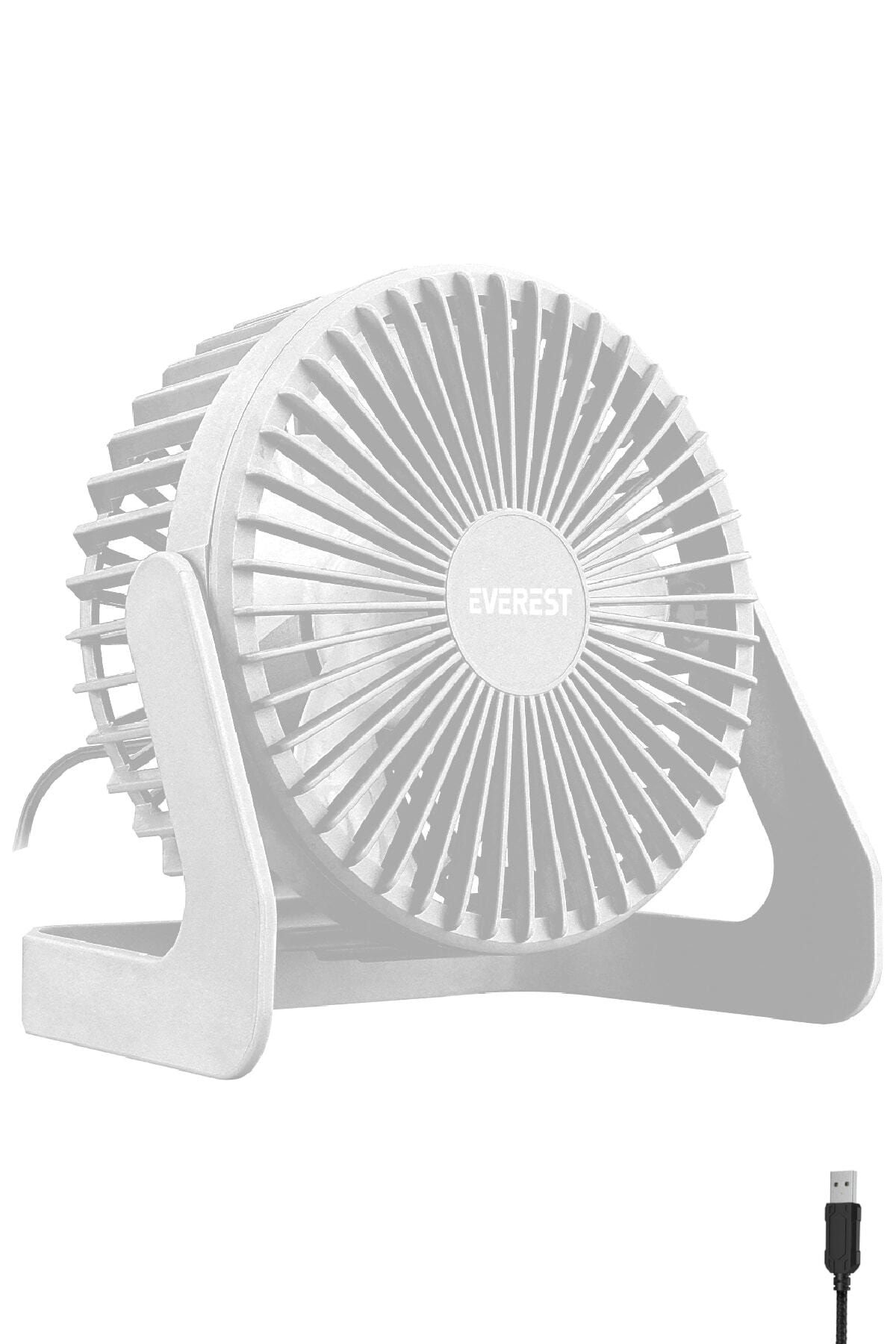 Everest Efn-505 360 Derece Dönüş Taşınabilir Mini Masaüstü Beyaz Usb Fan Vantilatör