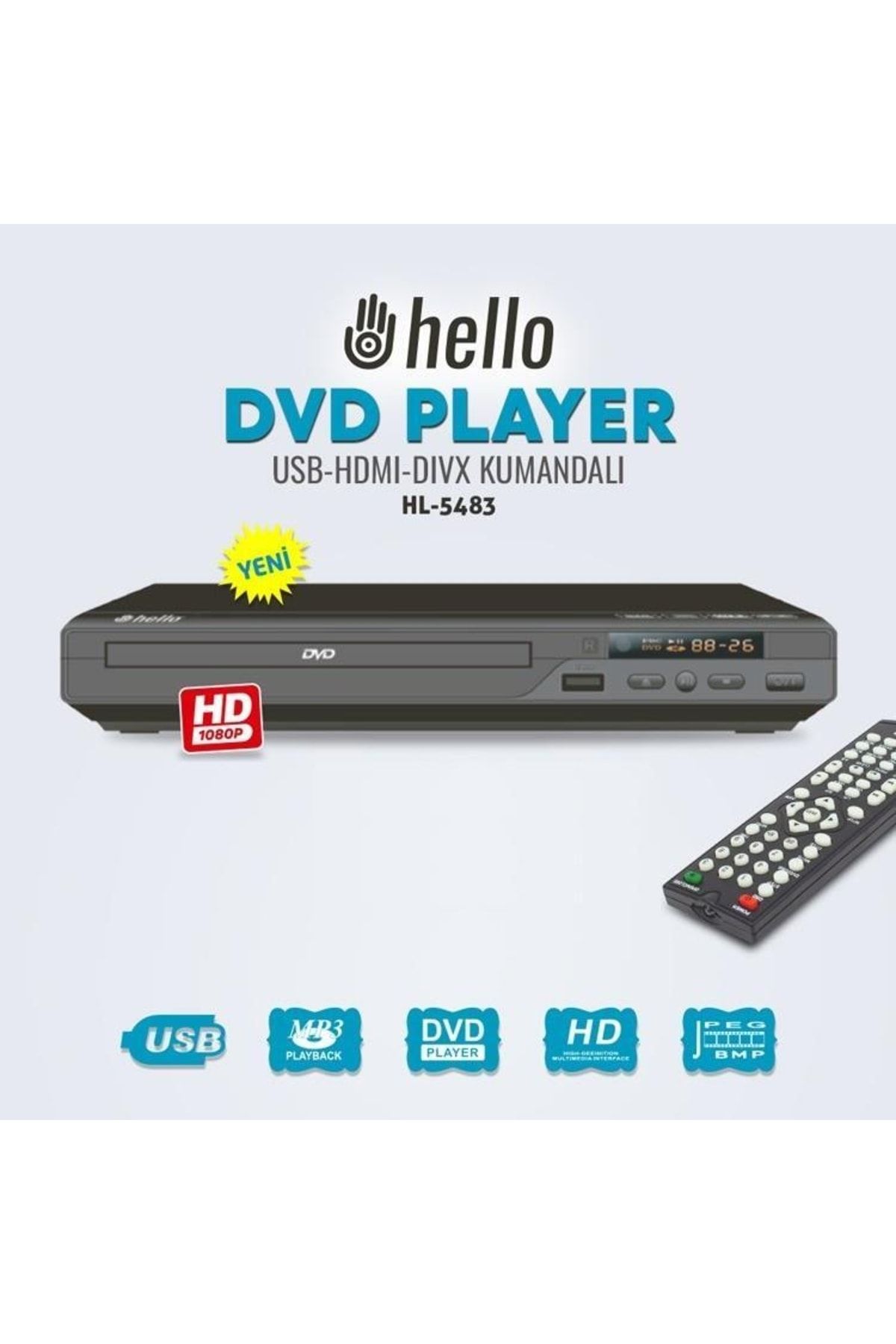 electroon Hello Hl-5483 Usb Girişli Dvd Player