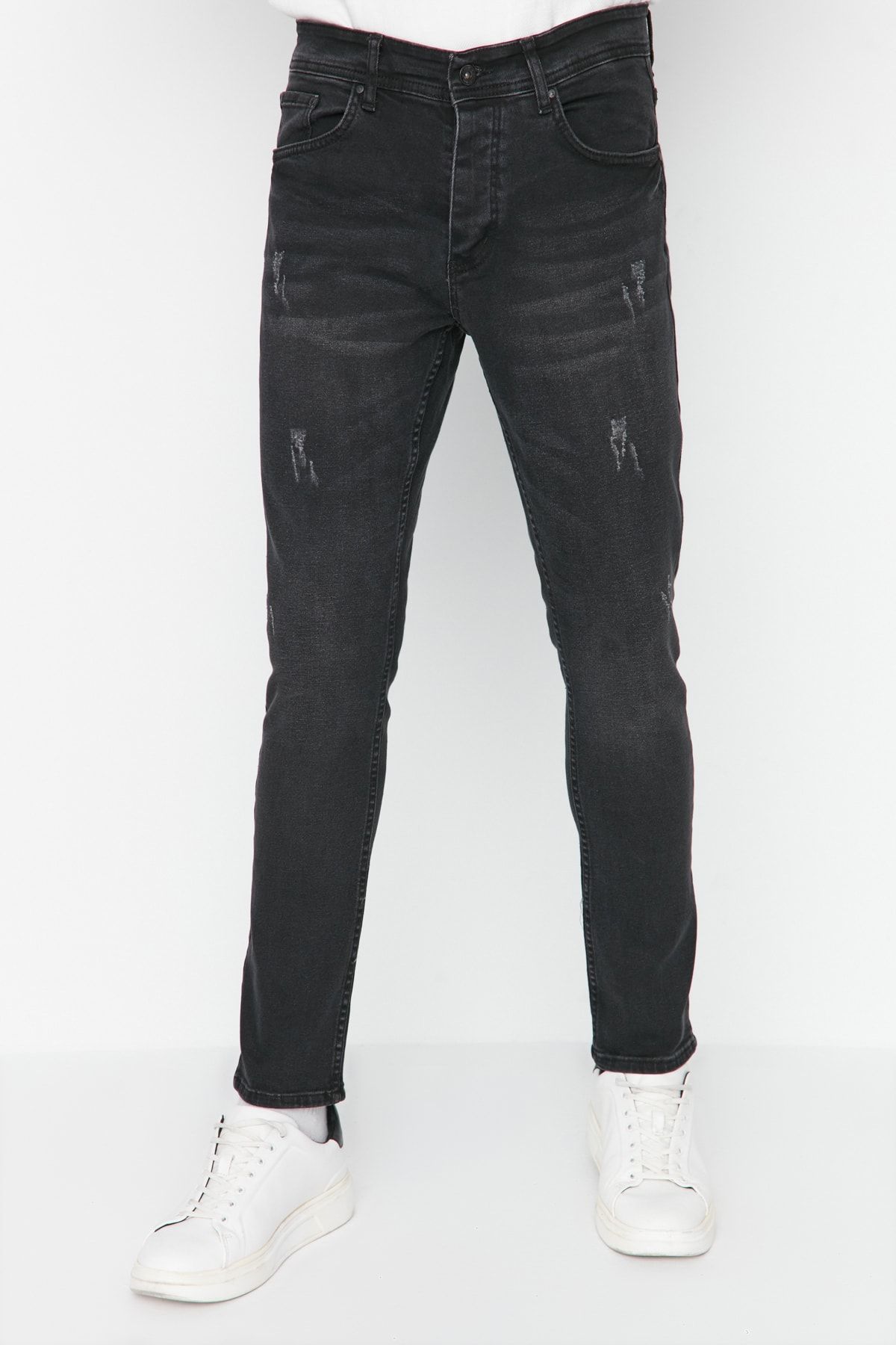TRENDYOL MAN Siyah  Tırmık Yıpratmalı Skinny Jeans TMNAW20JE0250