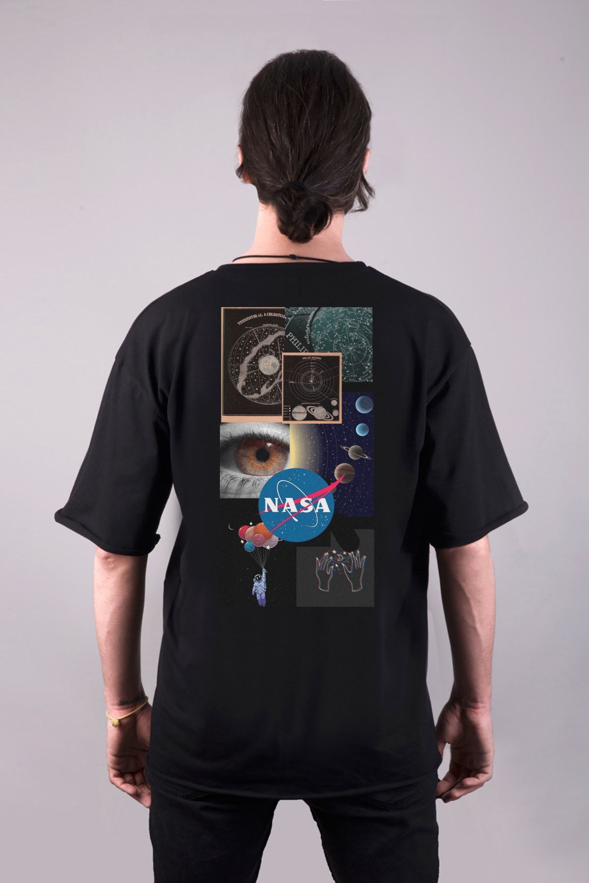 Darkia Nasa Uzay Özel Tasarım Çift Taraf Baskılı Oversize Unisex Tişört