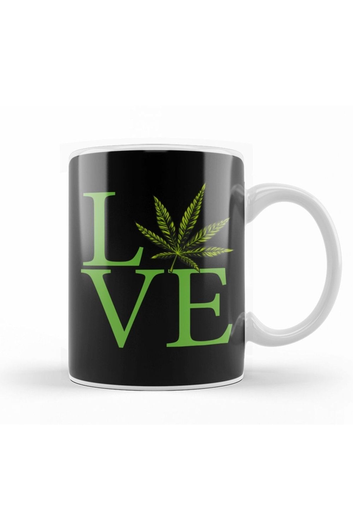Humuts Love The Marijuana Weed Leaf Funny Cannabis Kupa Bardak Porselen