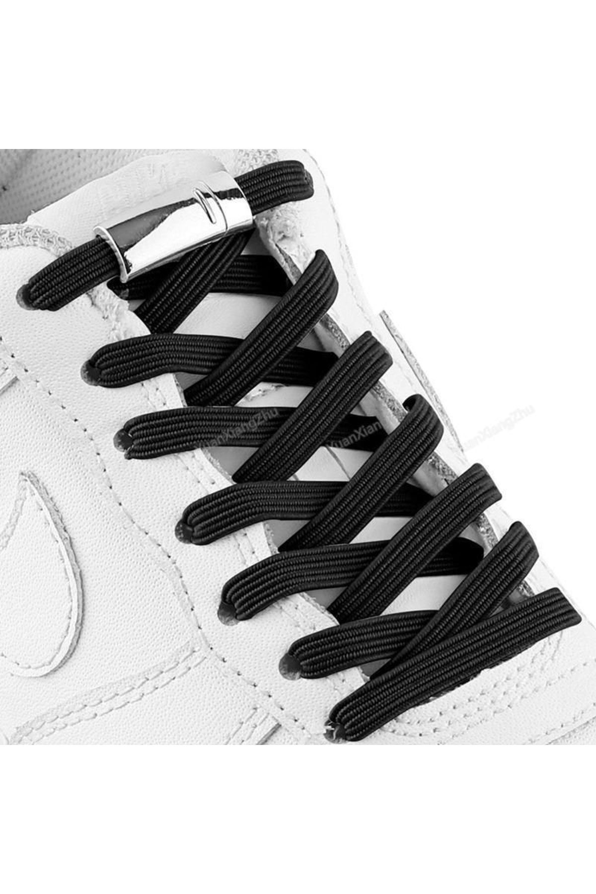 SARFEX Mıknatıslı Ayakkabı Bağcığı Çocuklar Için Kolay Kullanımlı Siyah Renk 100 Cm