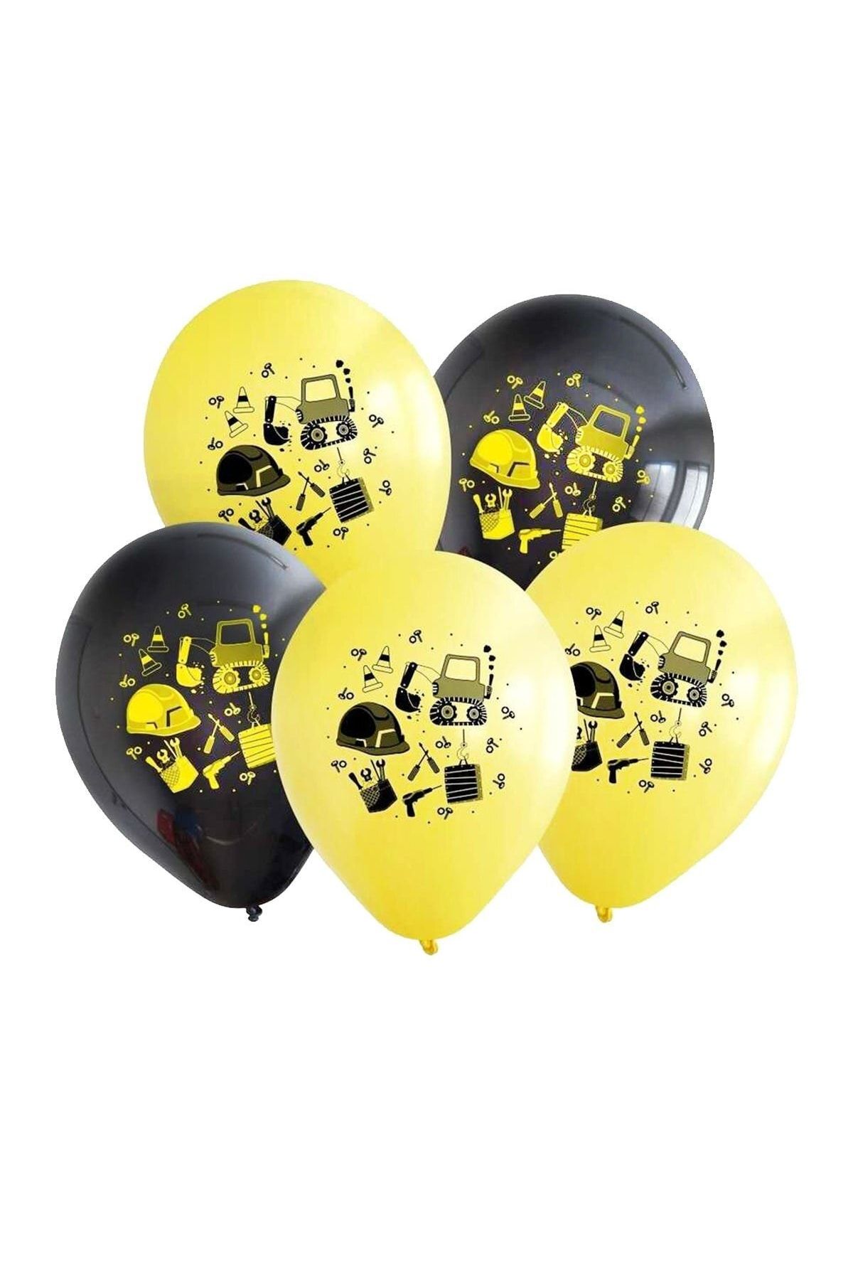 Partimarka Inşaat Konsepti Doğum Günü Baskılı Balonlar