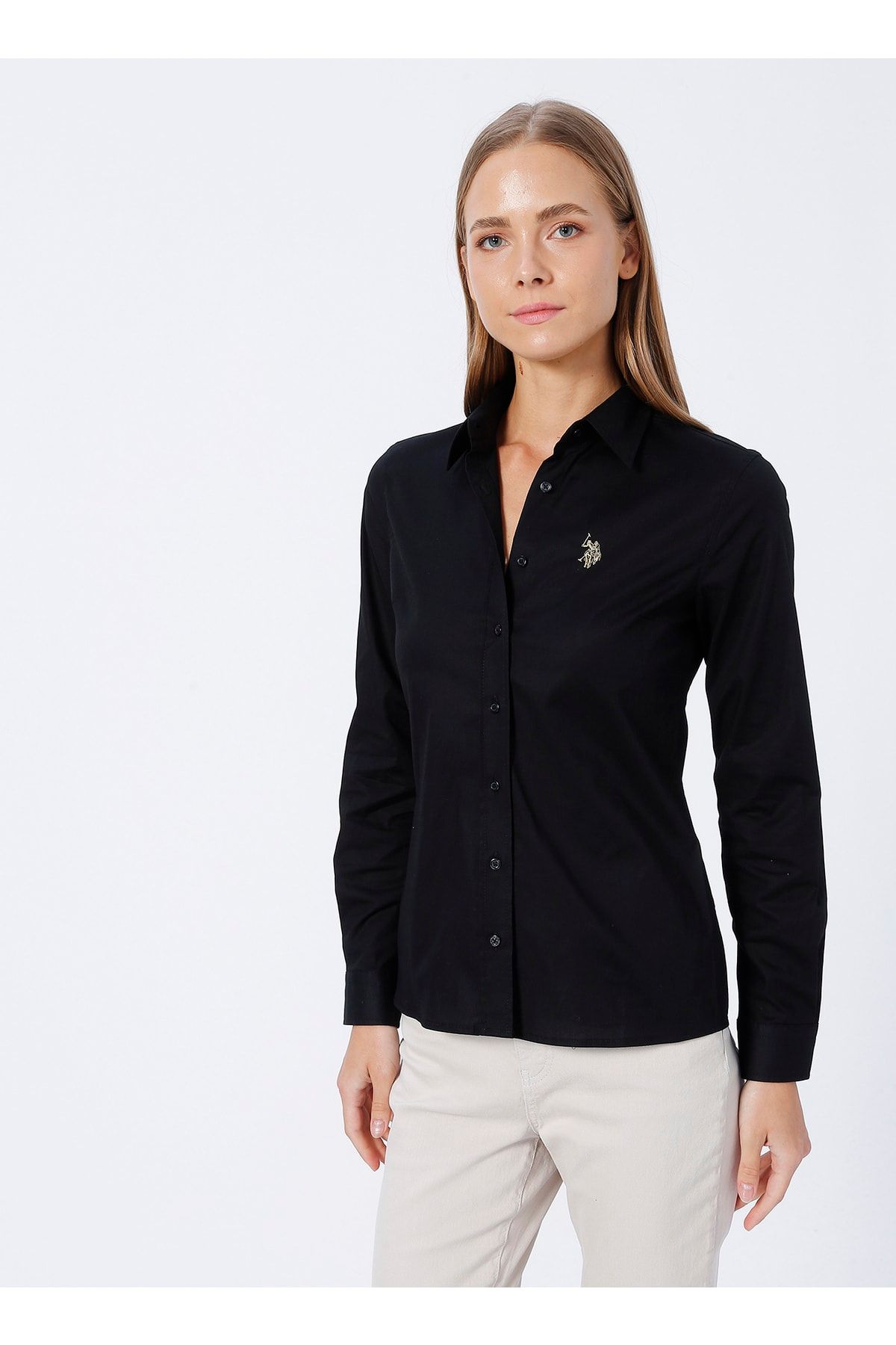 U.S. Polo Assn. Gömlek Yaka Siyah Kadın Gömlek Saly022k