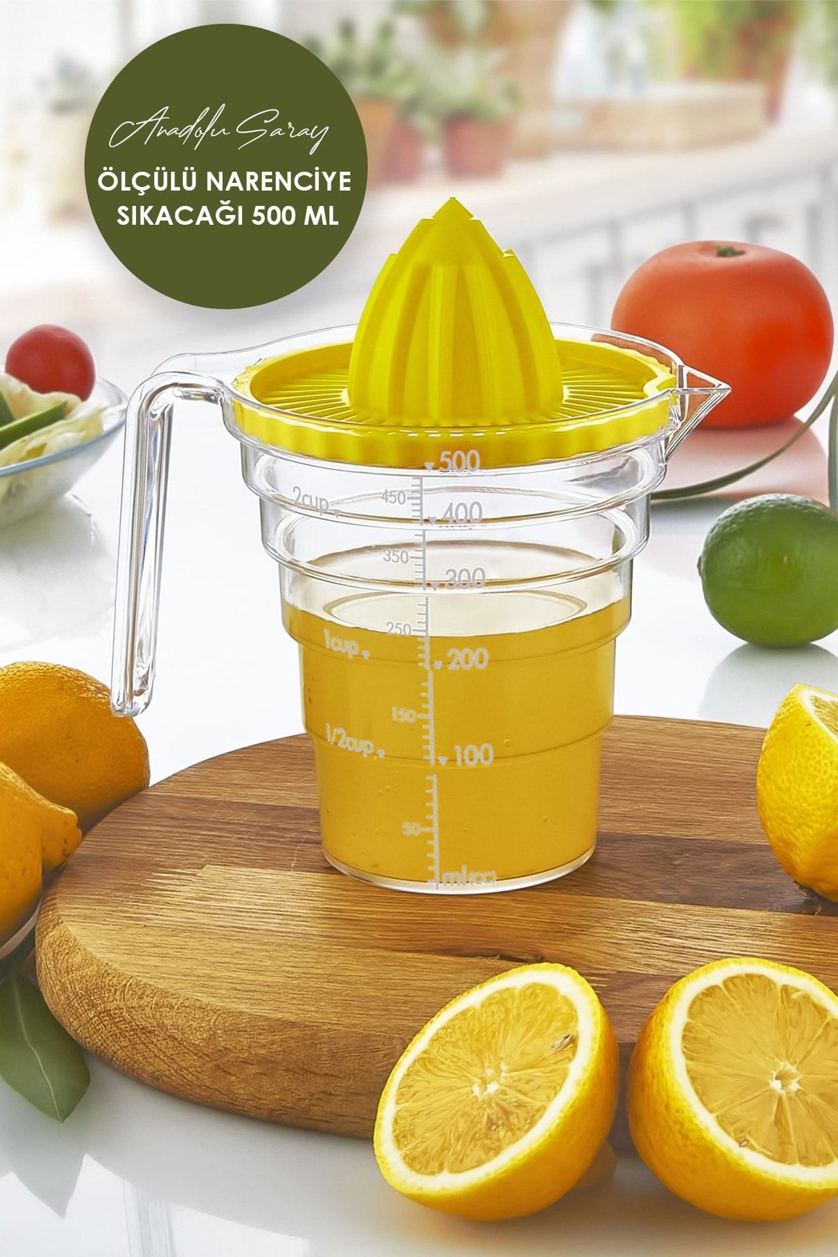 Anadolu Saray Çarşısı Pratik 500 Ml Ölçülü Narenciye Sıkacağı | Portakal Limon Narenciye Sıkacağı Limon Sıkacağı Limonluk