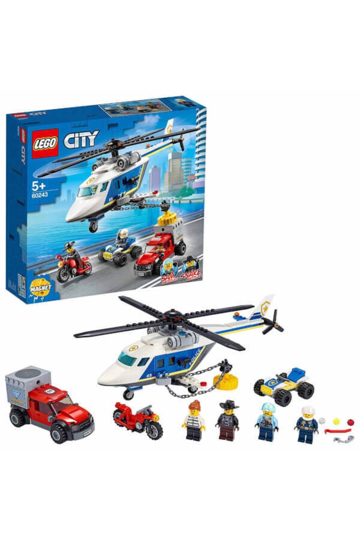 LEGO City Polis Helikopteri Takibi 60243 - Araçları Seven Çocuklar Için Yaratıcı Oyuncak Yapım Seti