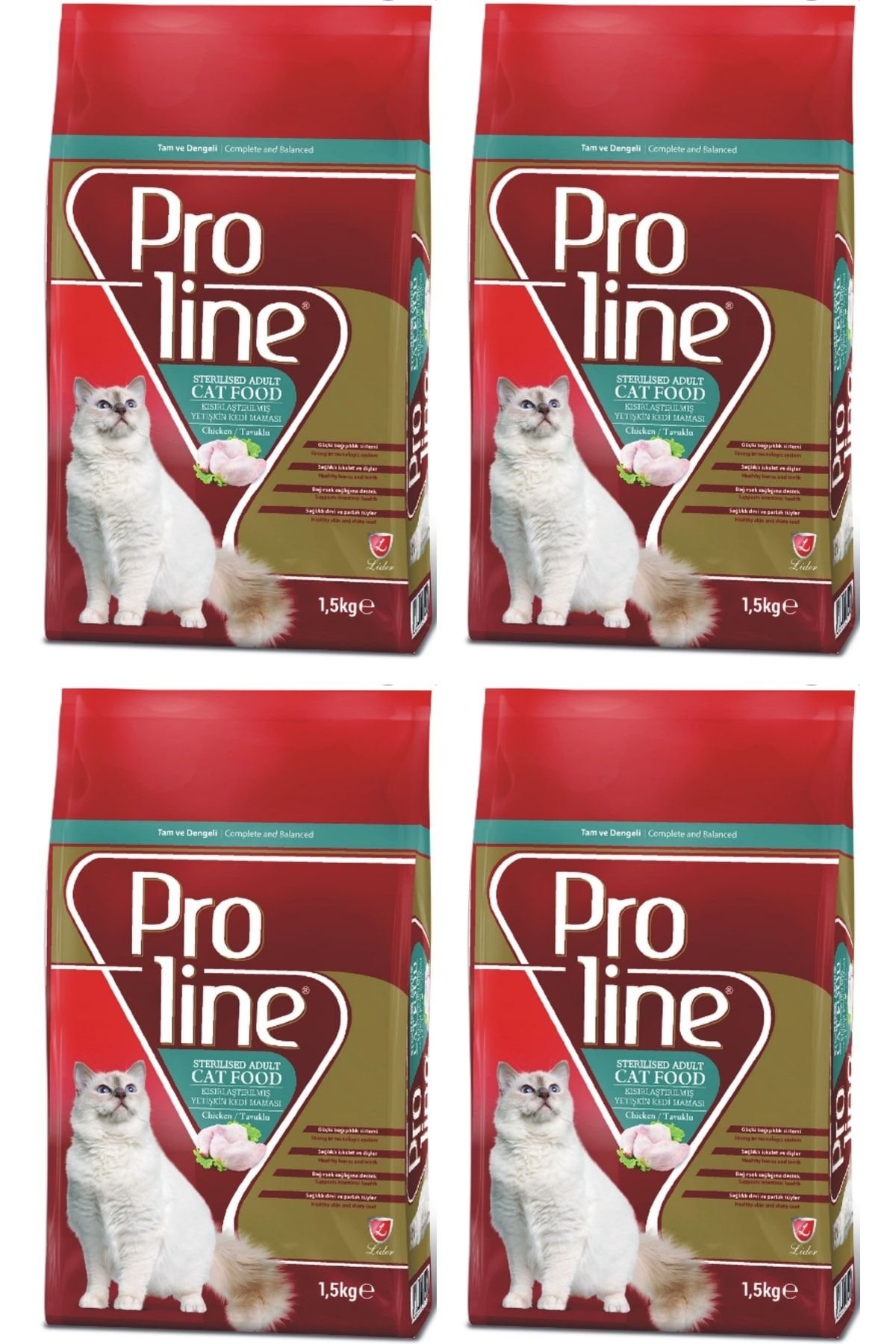 Pro Line Sterilised Tavuklu Kısırlaştırılmış Yetişkin Kedi Maması 4x1,5 Kg.