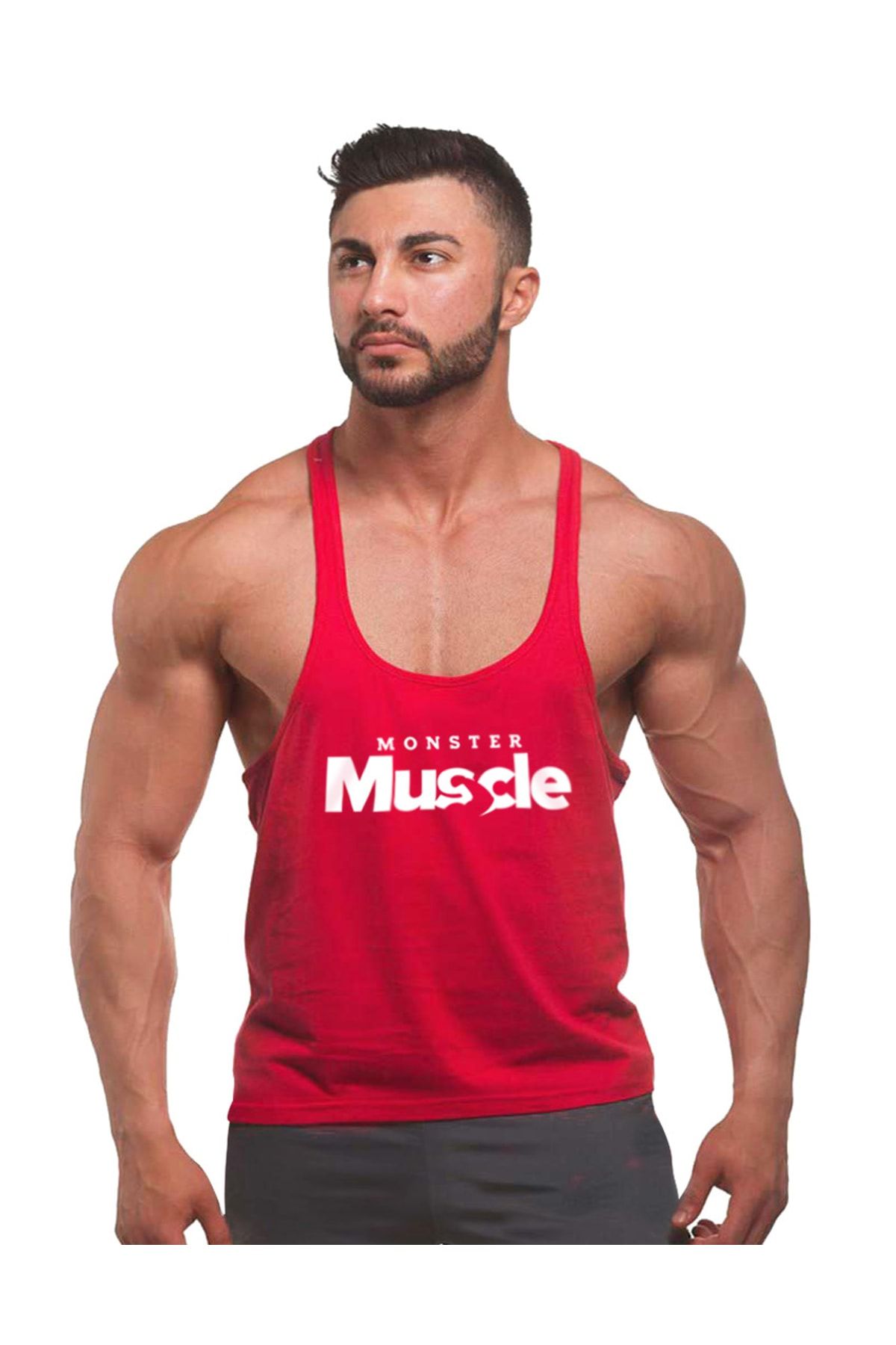 Ghedto Monster Muscle Gym Fitness Tank Top Sporcu Atleti [kırmızı]