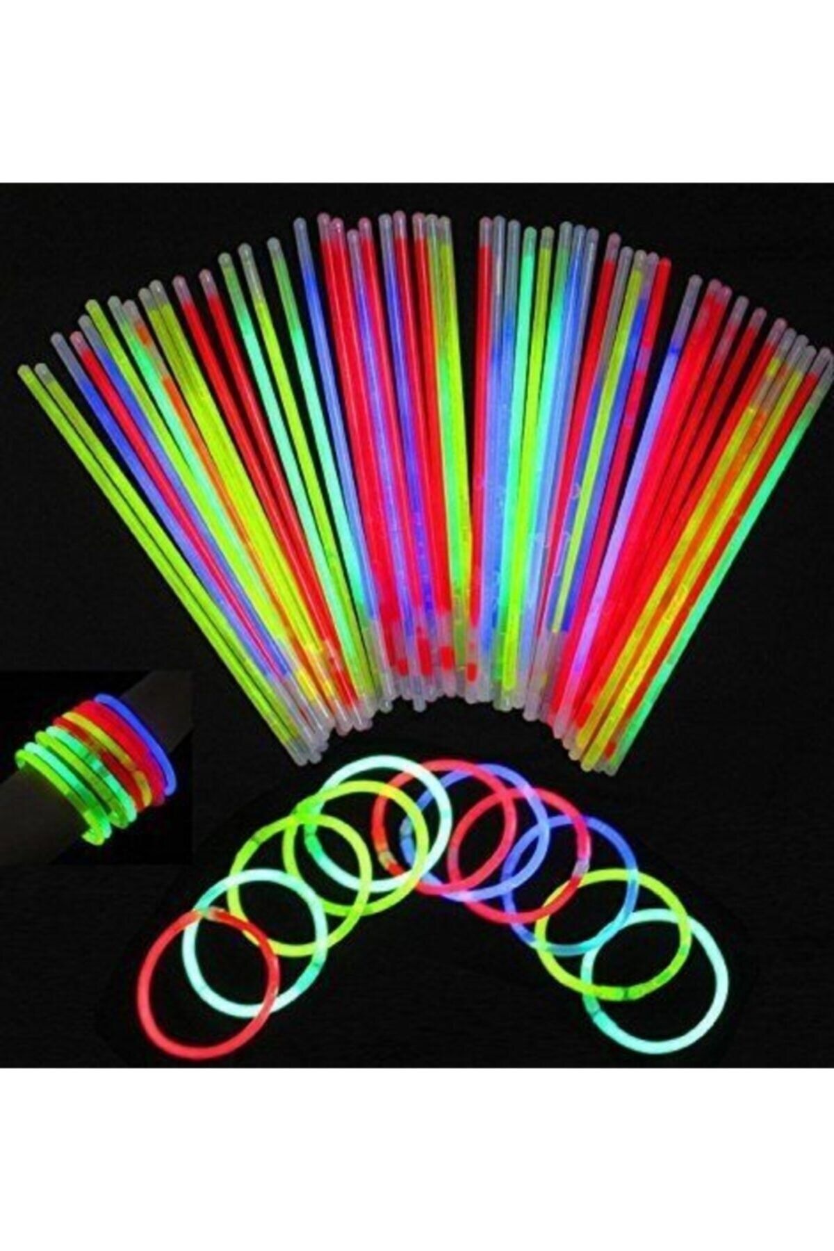pazariz Neon Işıklı Glowstick Bileklik Set (50 Adet)