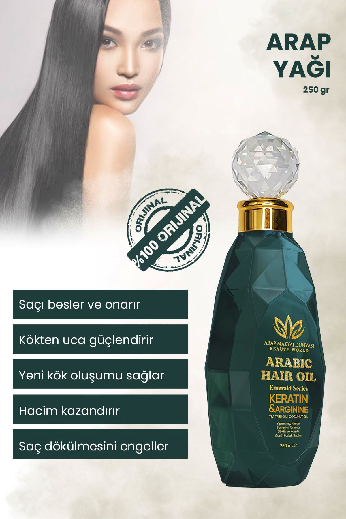 Arap Makyaj Dünyası Arap Yağı (250ML) Saç Uzatan, Dökülme Karşıtı