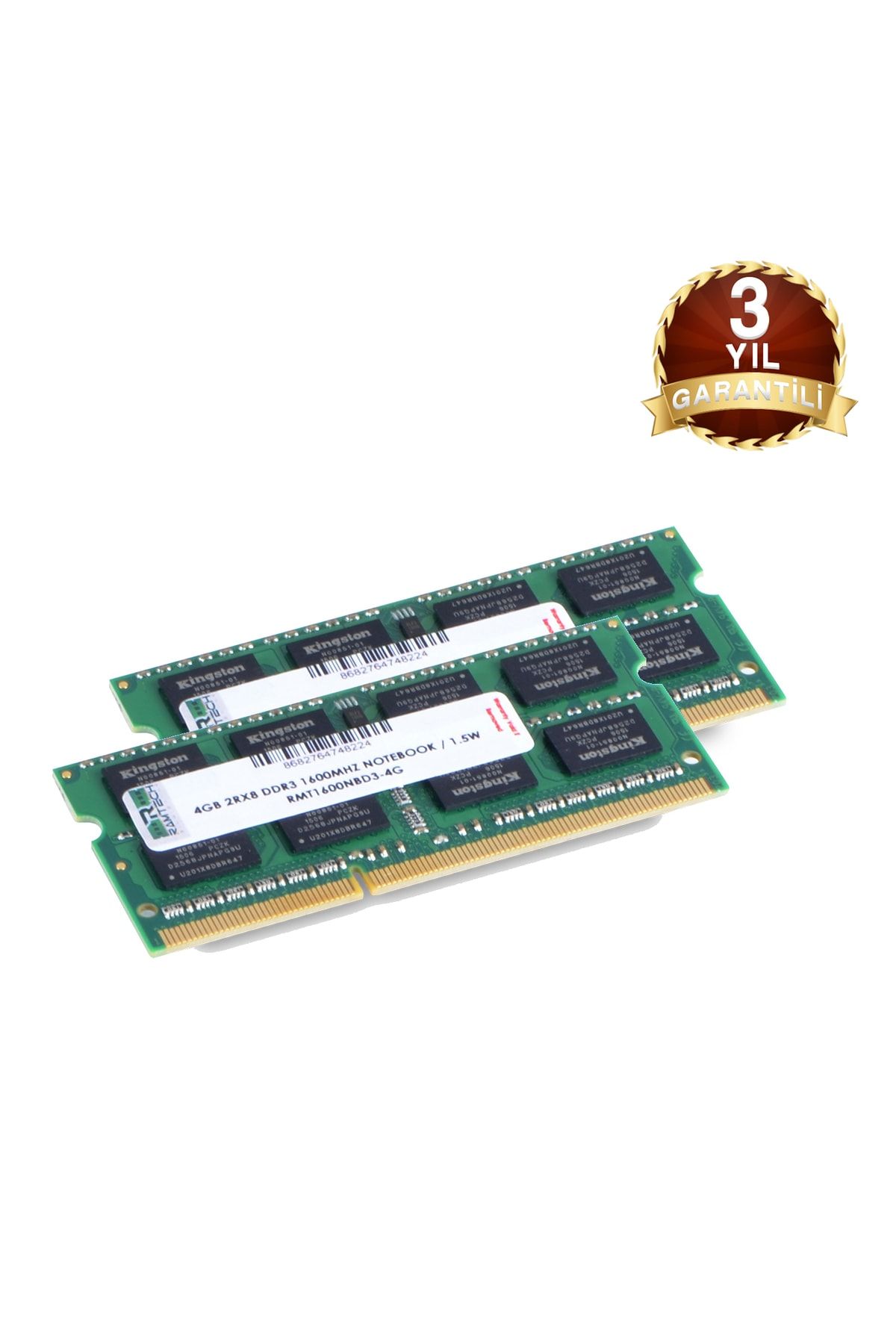 RAMTECH 8gb (4x4 Dual) Ddr3 1600mhz 1.5 V Intel Ve Amd Işlemcilere Uyumlu Notebook Ram