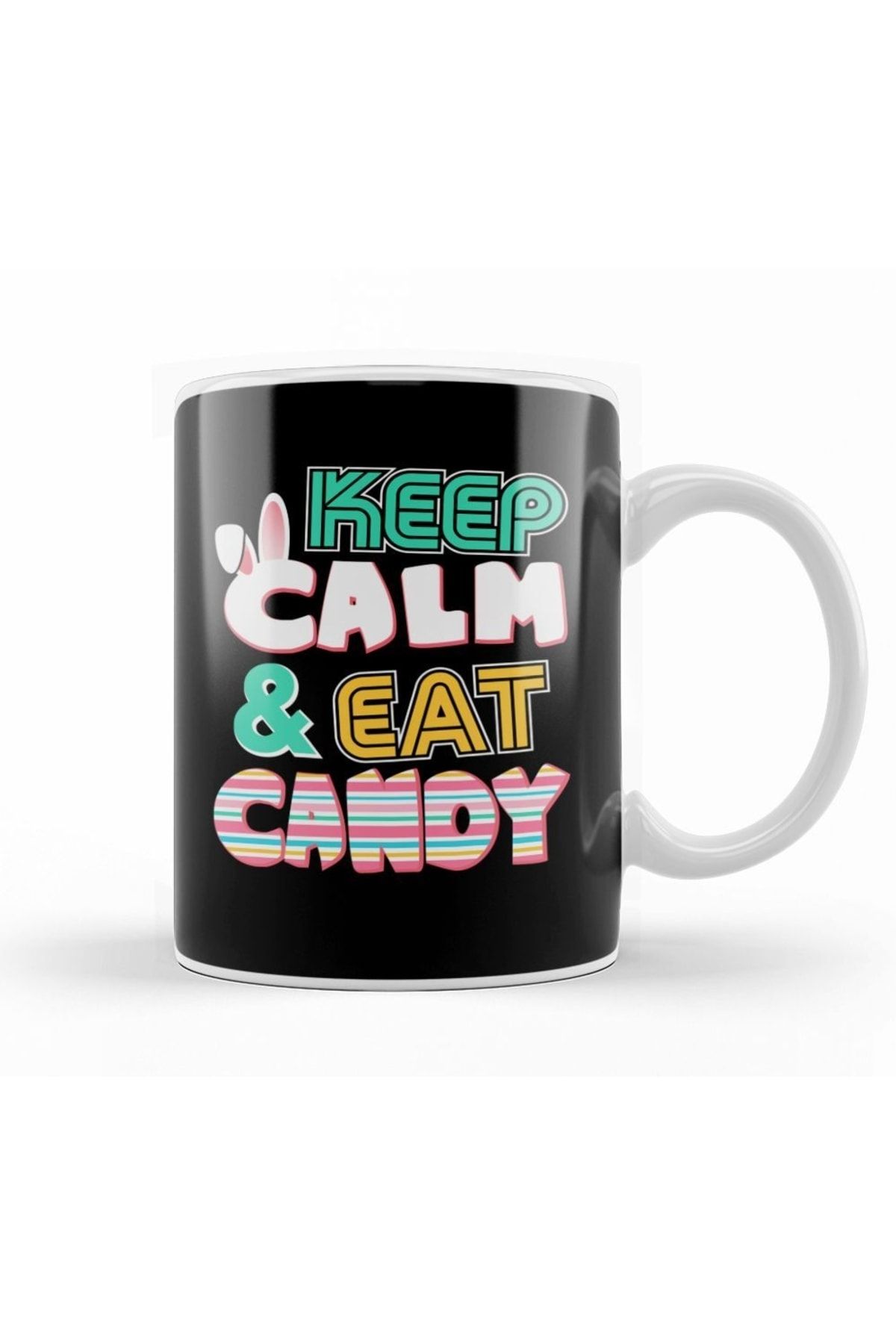Humuts Cute Keep Calm & Eat Candy Easter Bunny Holiday Kupa Bardak Porselen