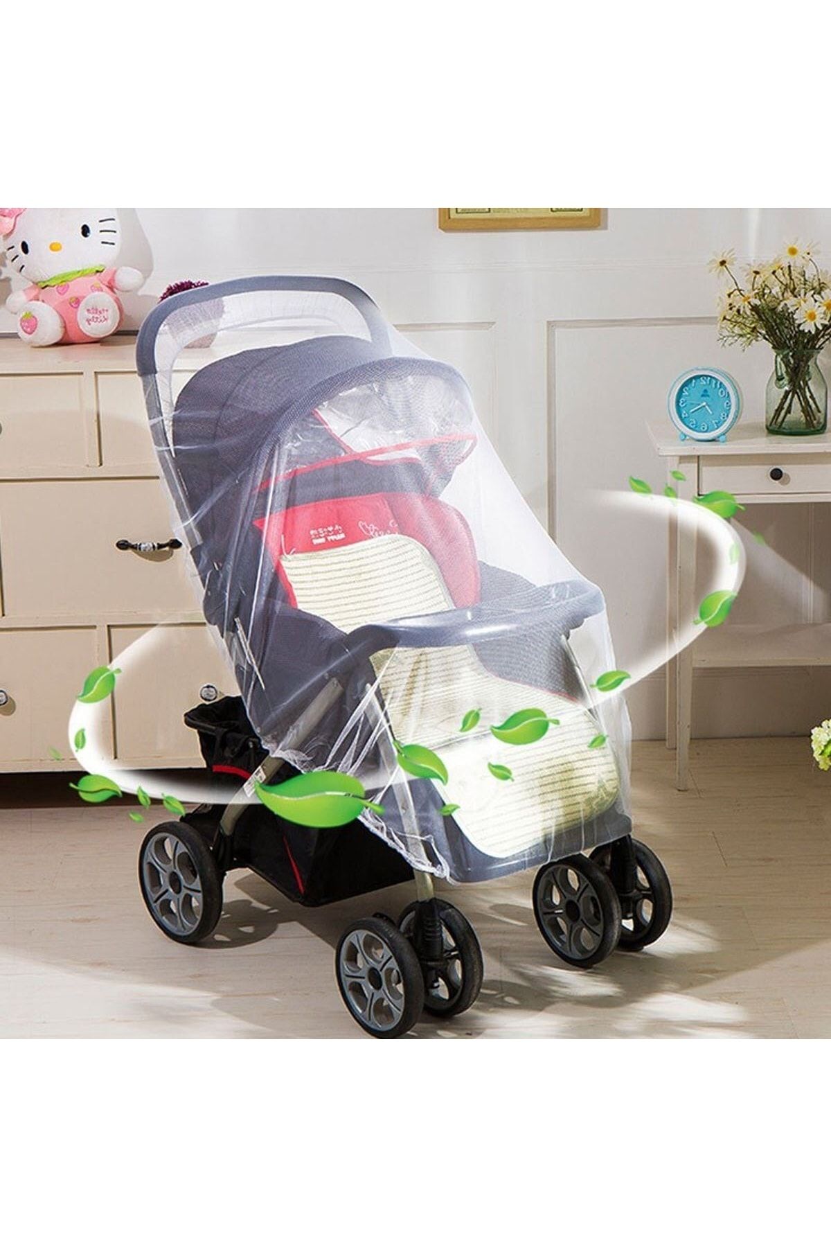 BOL ÇEŞİT BURADA Buffer® Bebek Arabası Puset Sinek Koruyucu Sineklik Örtü Aparat Beyaz