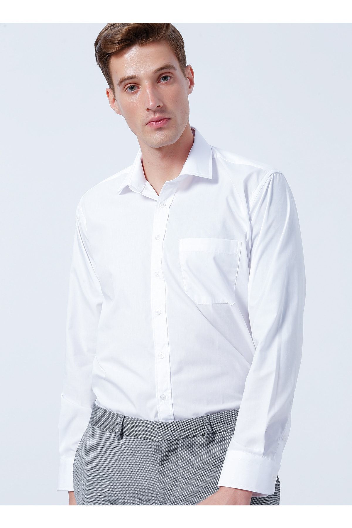 SÜVARİ Klasik Yaka Düz Beyaz Erkek Gömlek Gm1001400233