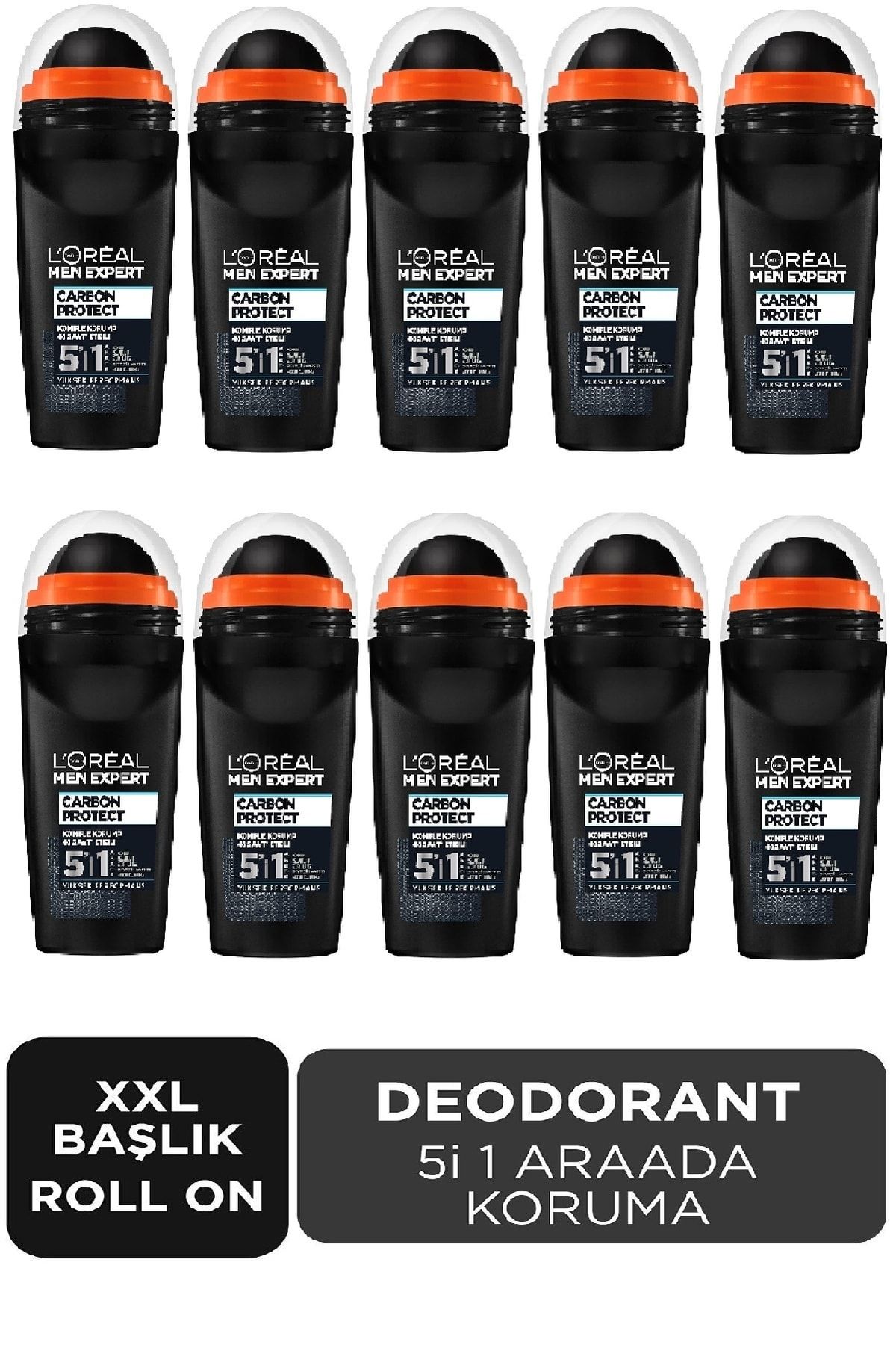 L'Oreal Paris Men Expert Erkek Deodorant 5 I 1 Arada Carbon Protect Komple Koruma Roll On 50 Ml X 10 Adet ( Koli )