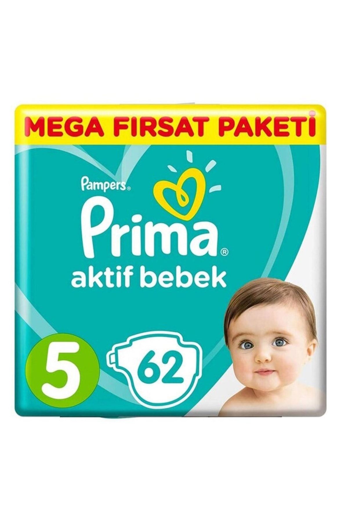 Prima Bebek Bezi Aktif Bebek 5 Beden 62 Adet Junior Mega Fırsat Paketi