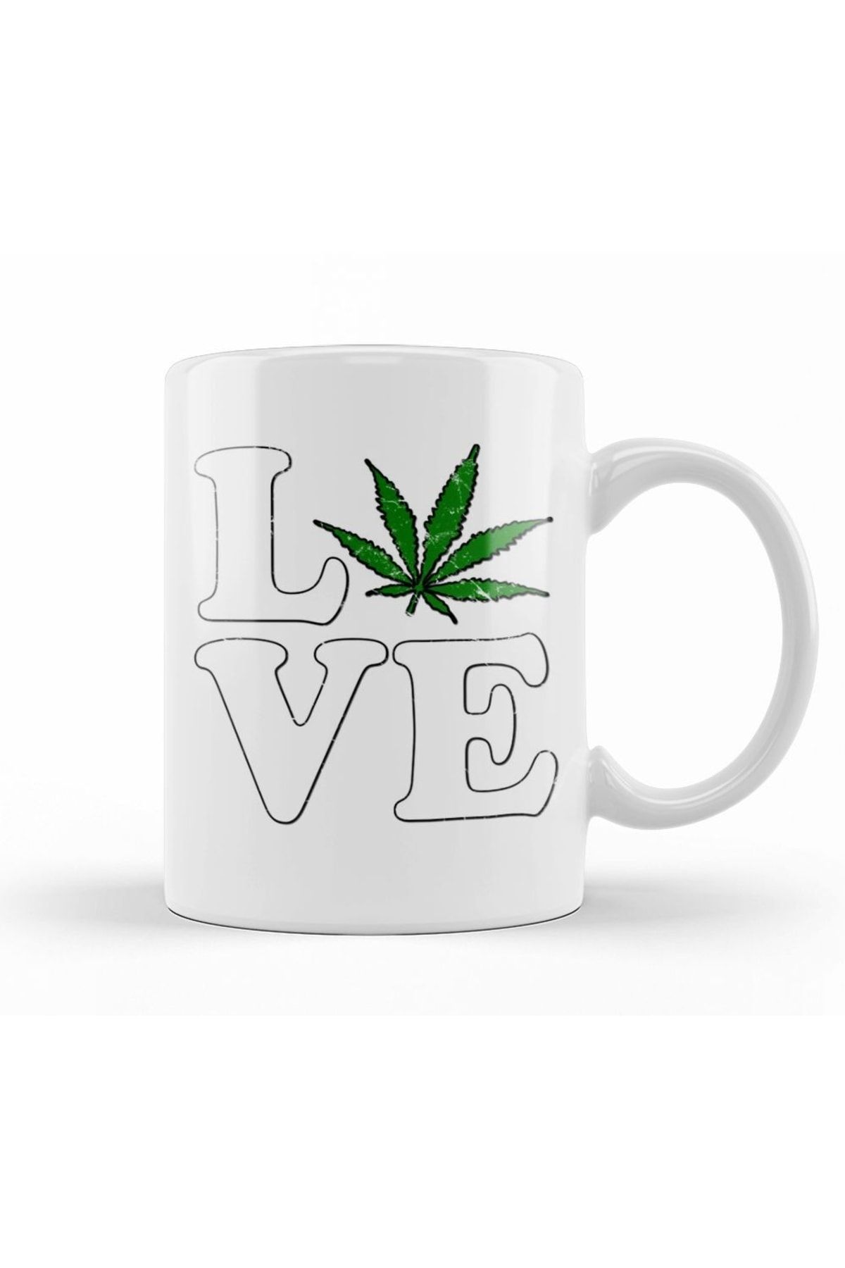 Humuts Love The Marijuana Weed Leaf Funny Cannabis 03 Kupa Bardak Porselen