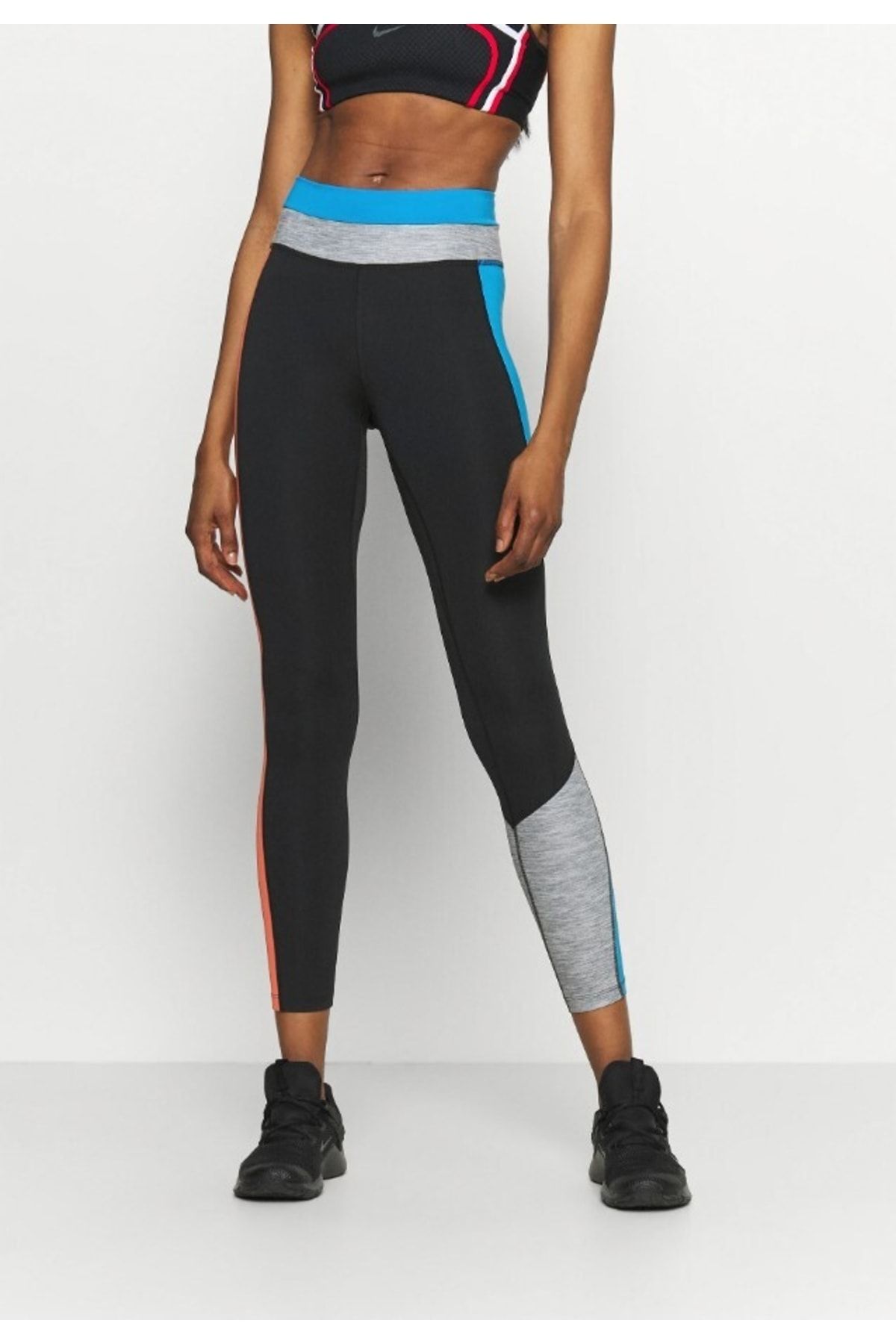 Nike One Colourblock 7/8 Leggings Mid Rise Tight Fit Kadın Spor Tayt
