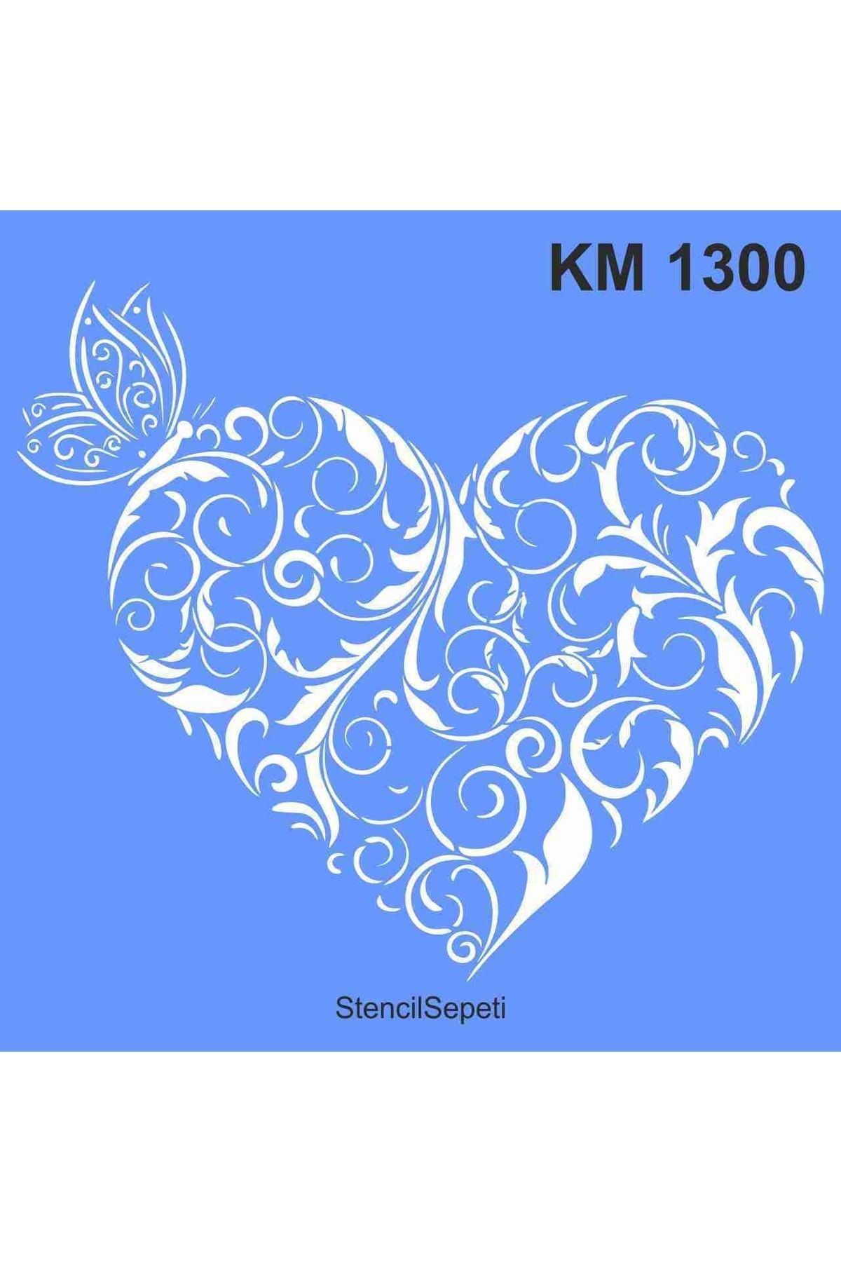 StencilSepeti Kelebekli Kalp Deseni- Kalın Malzeme Şablon - Iadesi Yoktur - 100x100cm