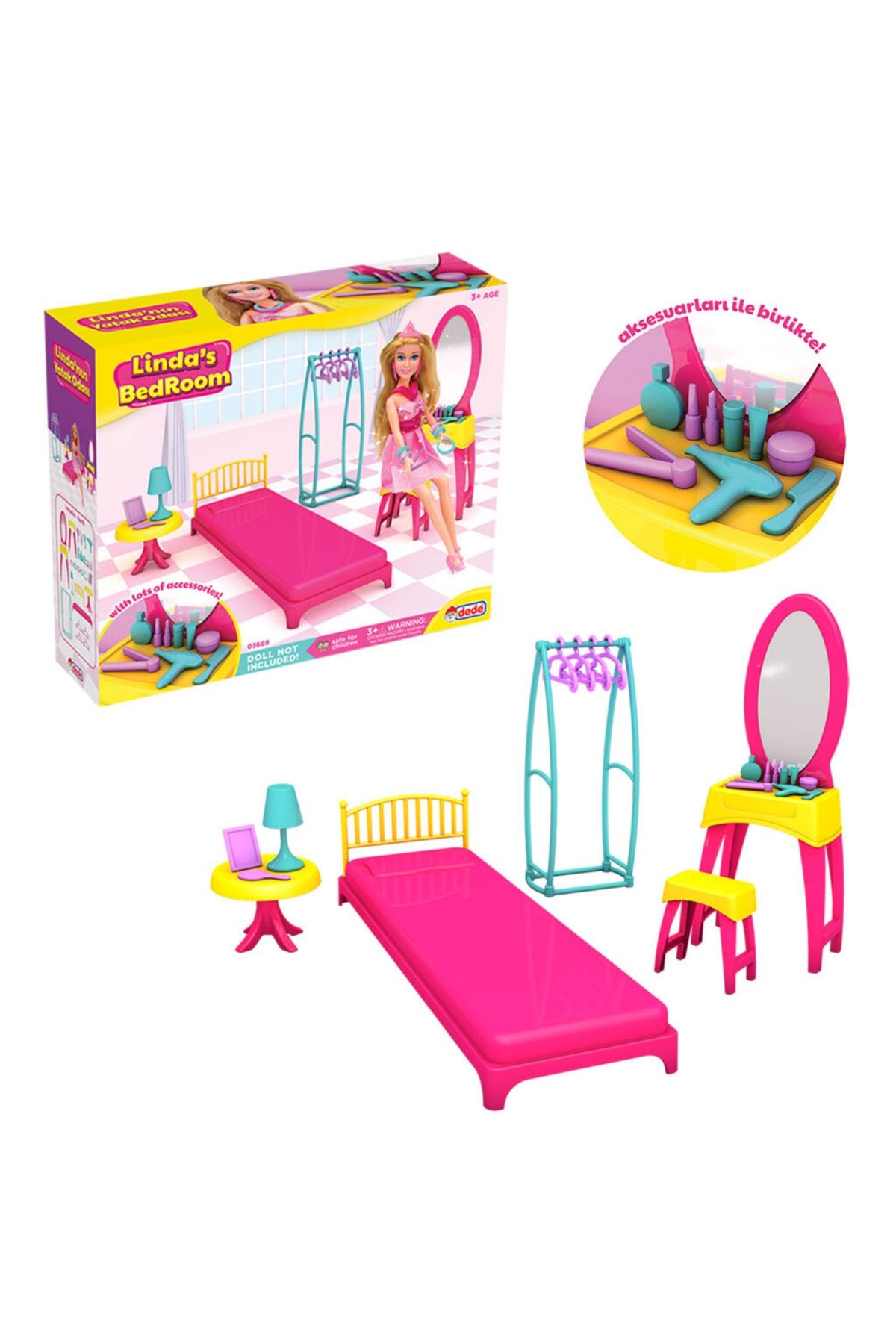 Doğan Oyuncak Dünyası Linda'nın Yatak Odası - Yatak Odası Oyuncak - Yatak Odası Seti - Barbie Yatak Odası