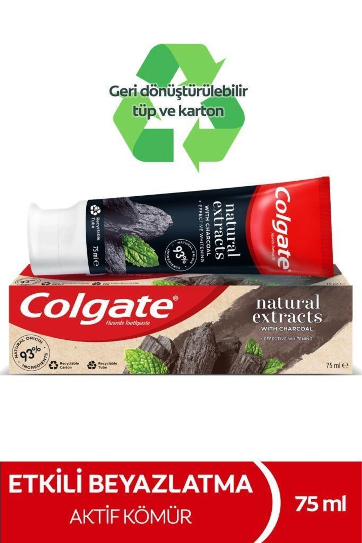 Colgate Natural Extracts Aktif Karbon ve Nane Saf Temizlik Diş Macunu 75 ml