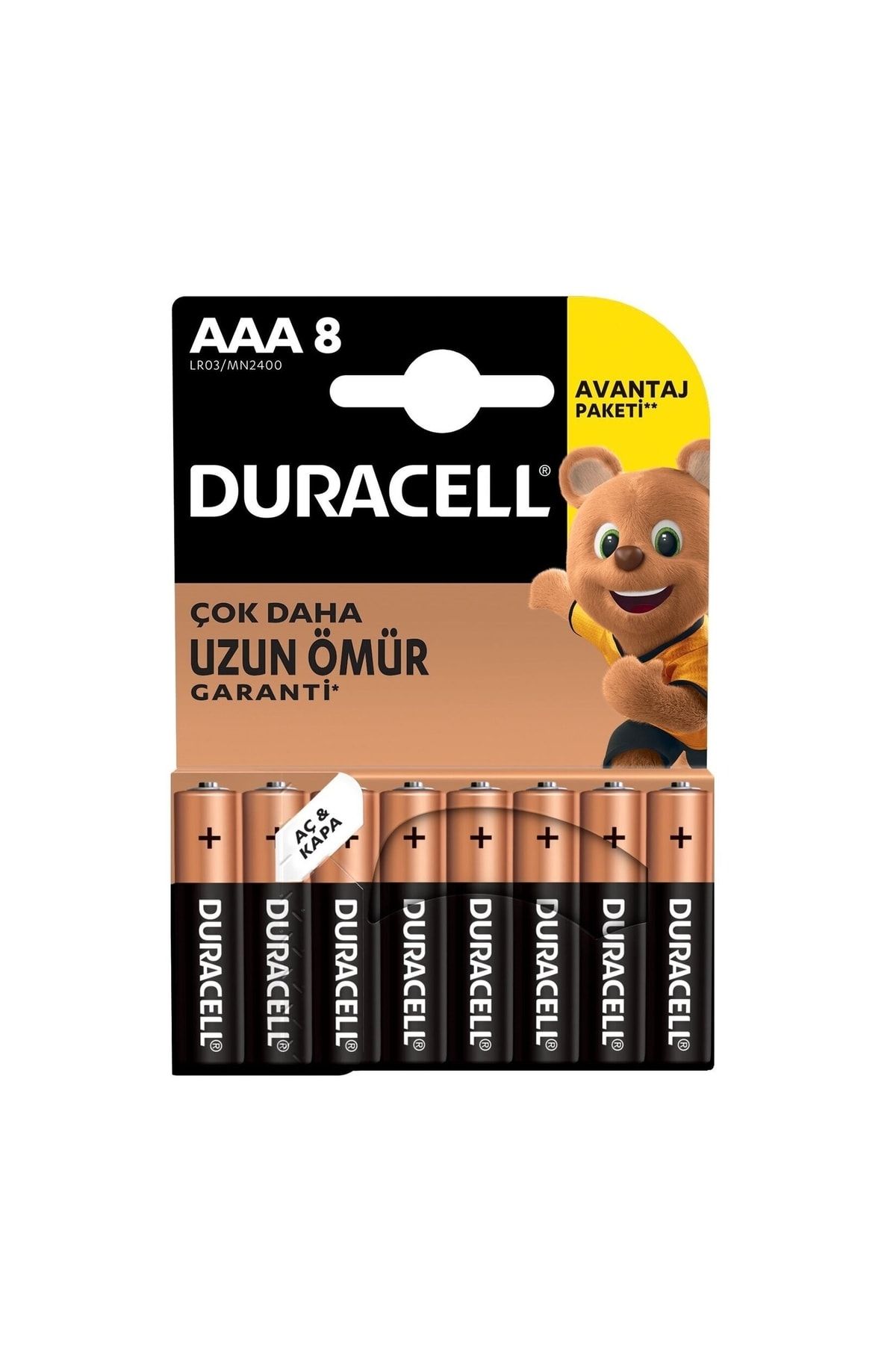 Duracell Alkalin AAA İnce Kalem Piller 8'li Paket
