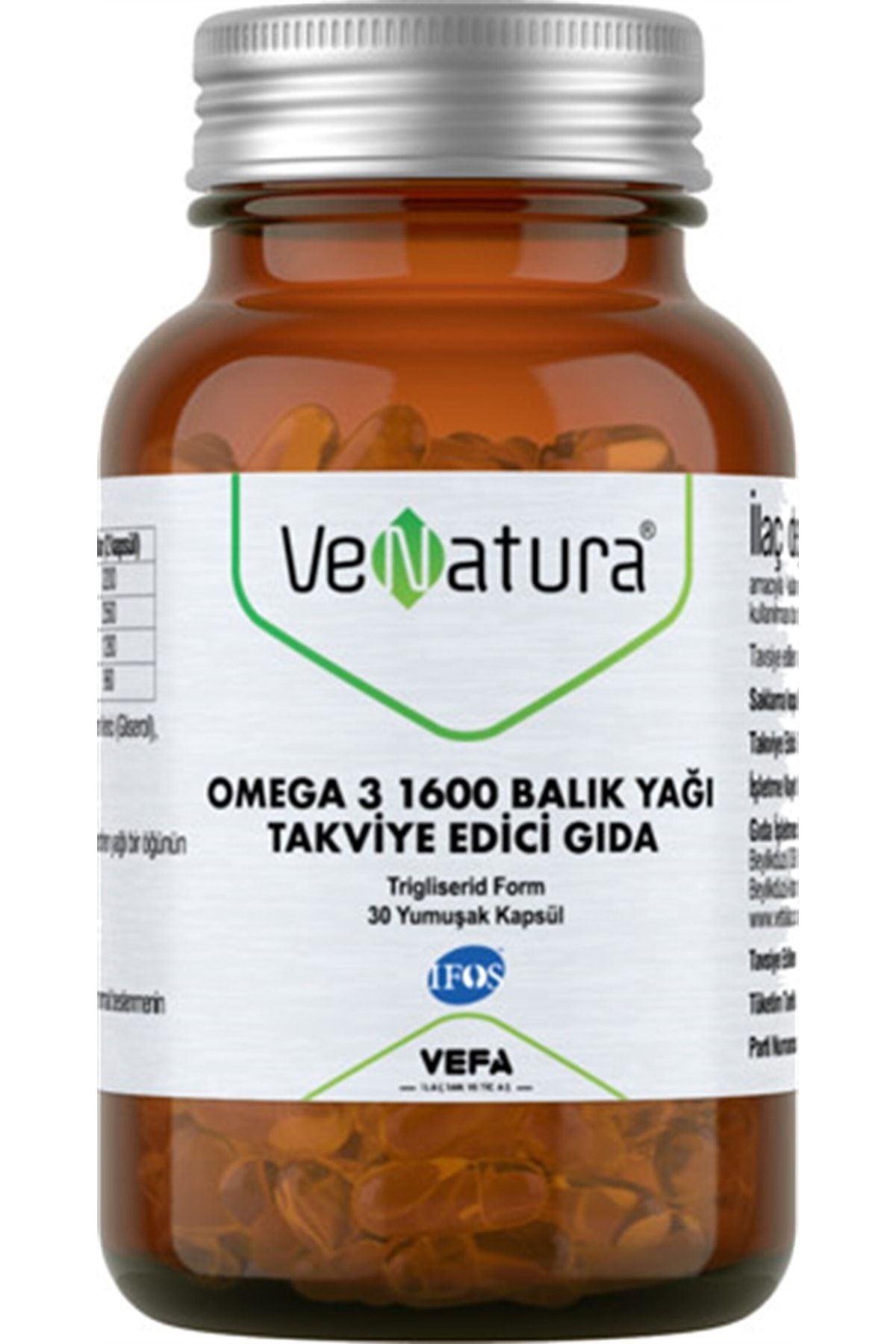 Venatura Omega 3 1600 Balık Yağı 30 Kapsül (miad:07/2024)
