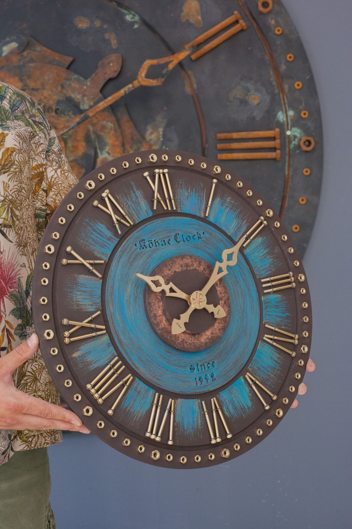 Ahşap Ürün Kohne Clock Somblue 50x50cm Duvar Saati