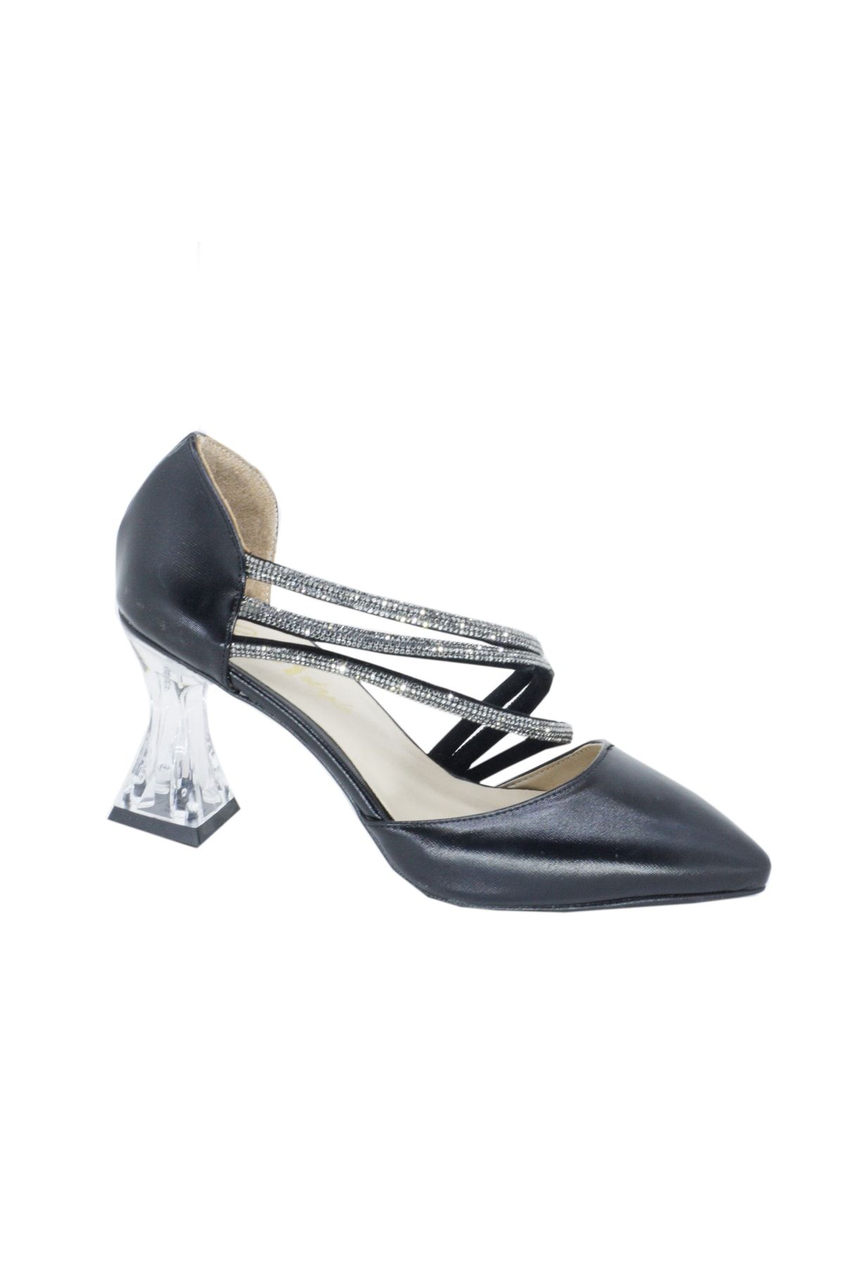 TRENDYSHOES Trendyshose 04074 Taşlı Şeffaf Topuk Rahat Kadın Ayakkabı