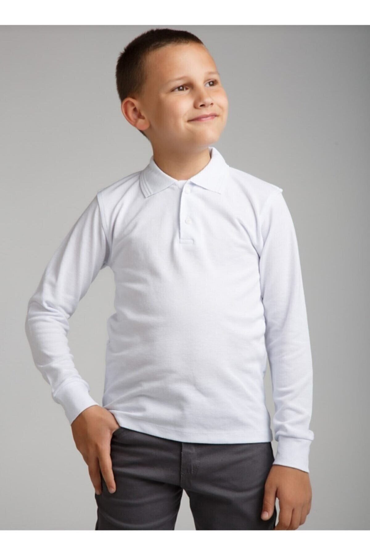 Nacar Unisex Çocuk Uzun Kol Polo Yaka Okul T-shirt