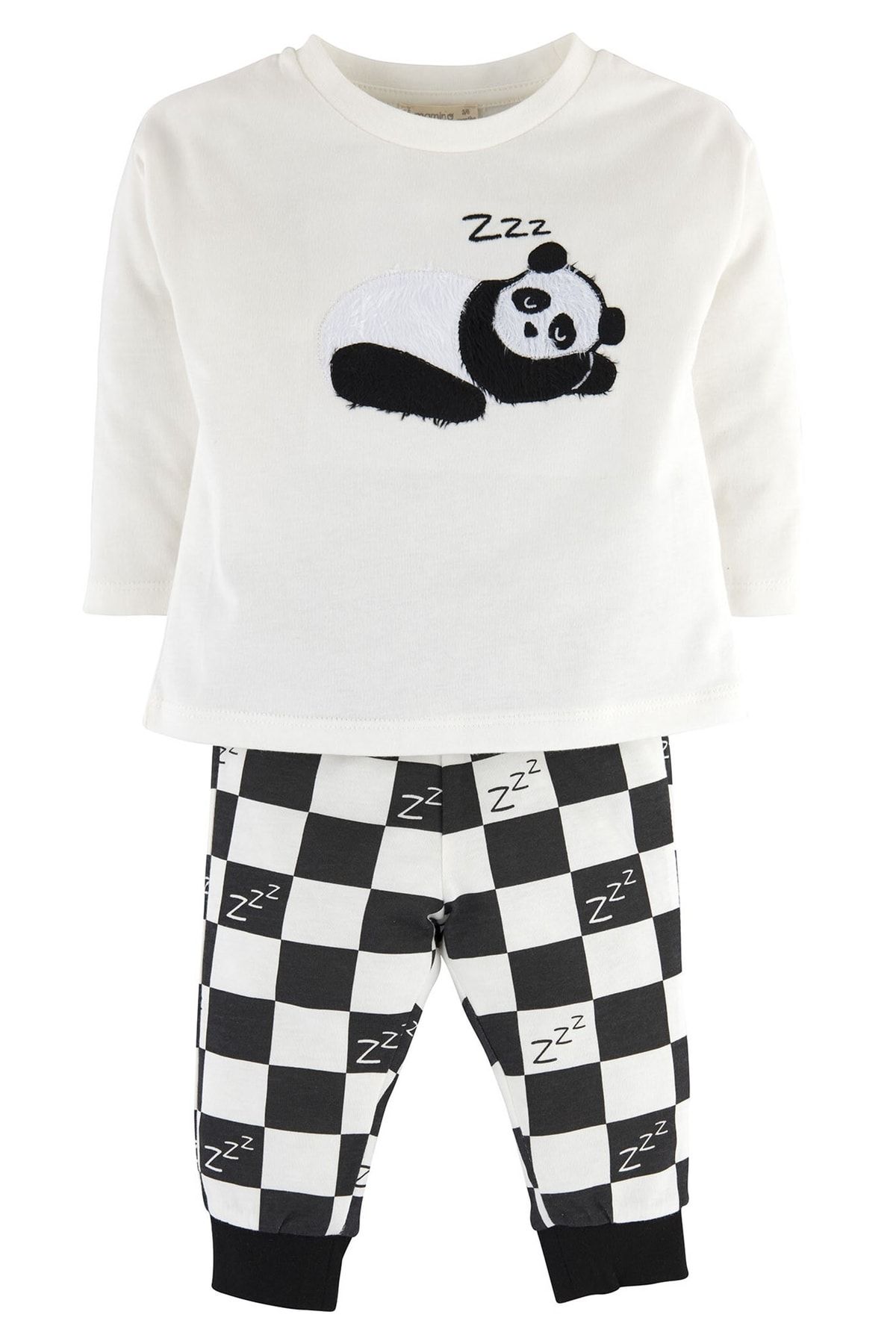 Mamino Erkek Bebek %100 Pamuk Panda Ayıcık Pijama Takımı