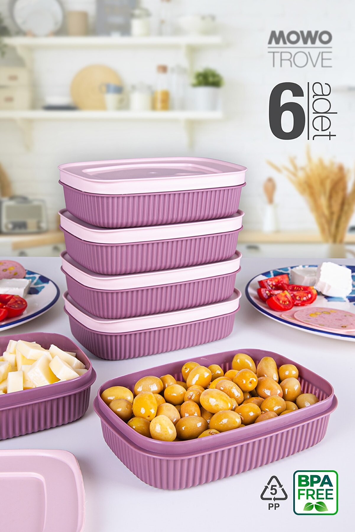 Mowo Home Trove Mini (MÜRDÜM) Kapaklı Kahvaltılık Buzdolabı Kabı 600ml Mutfak Plastik Pratik Saklama Kabı