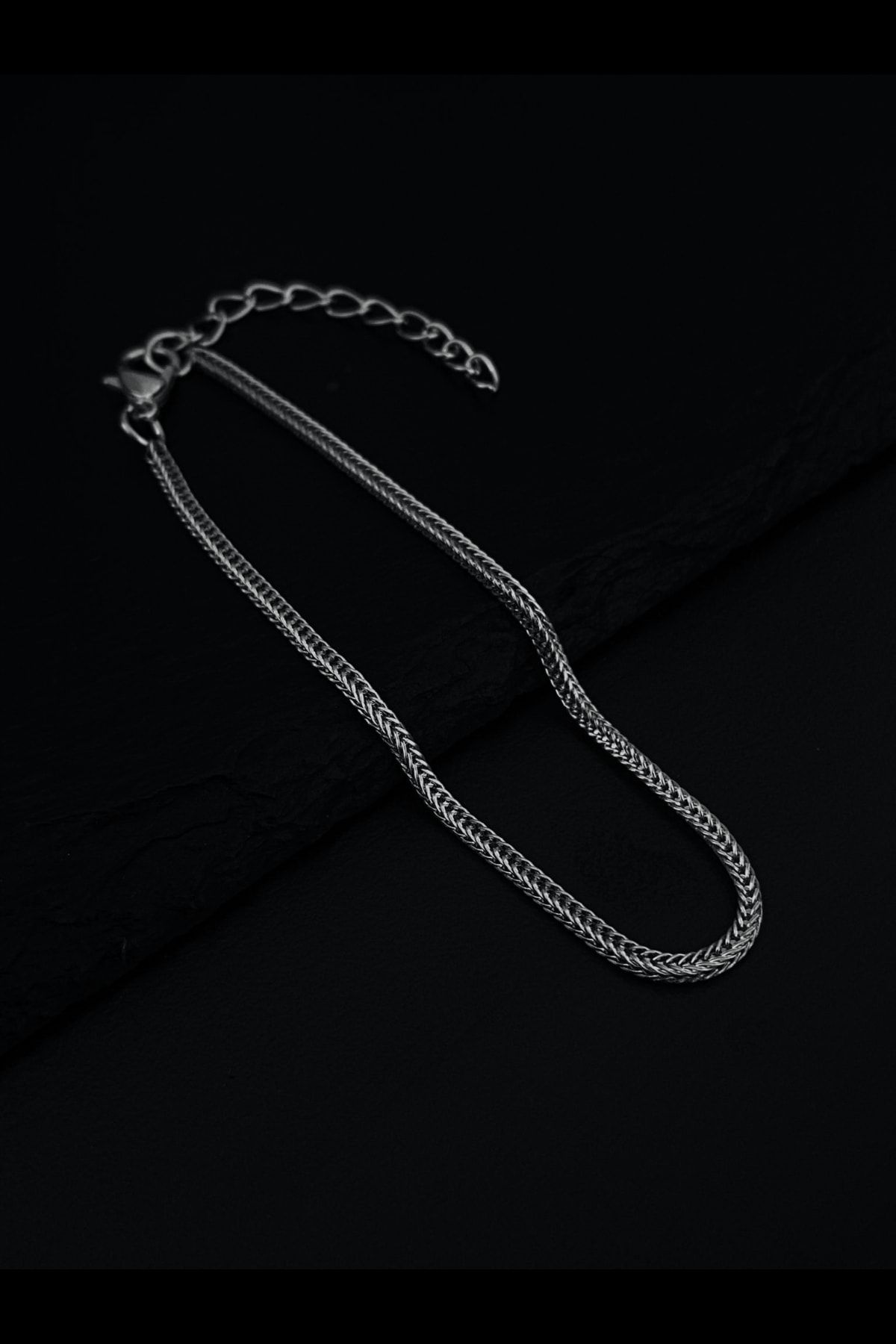 MedBlack Jewelry Gümüş Renk Ince Unisex Tilki Kuyruğu Zincir Bileklik (20 Cm)