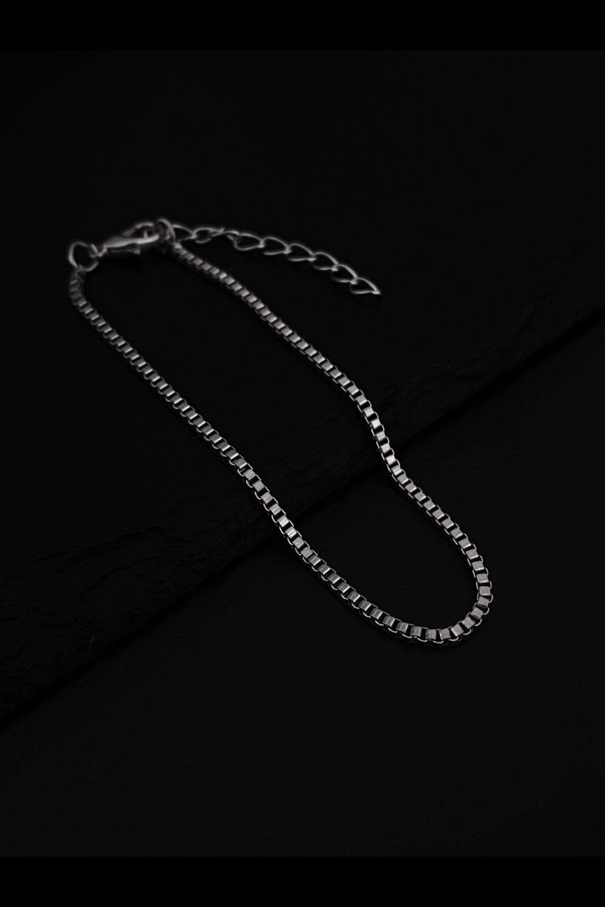 MedBlack Jewelry Unisex Gümüş Küp Model Zincir Bileklik
