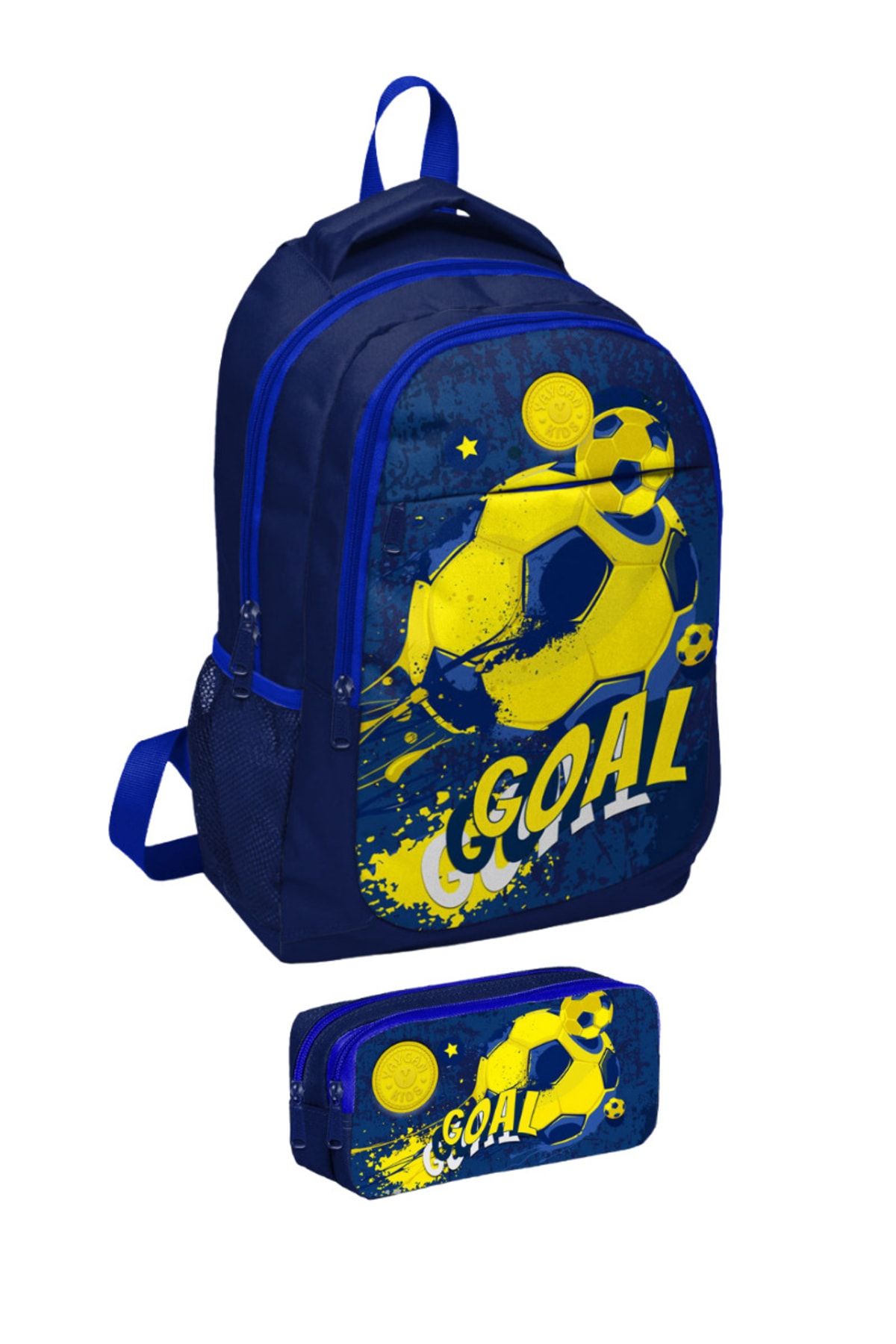 Coral High Sarı Lacivert Goal Desenli Okul Sırt Çantası Ve Kalemlik 2 Li Set