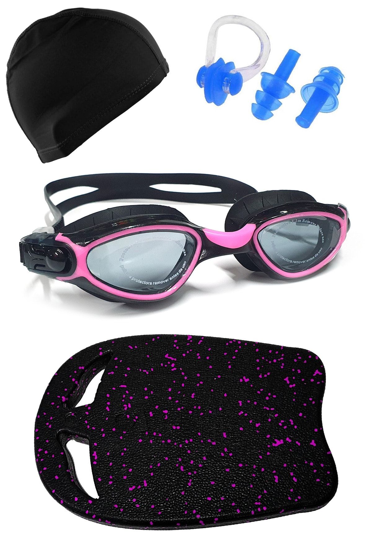 Tosima Pro Yüzücü Seti Yüzücü Gözlüğü Ve Likra Bone Kulak Tıkacı Burun Klipsi Ve Yüzücü Tahtası Seti