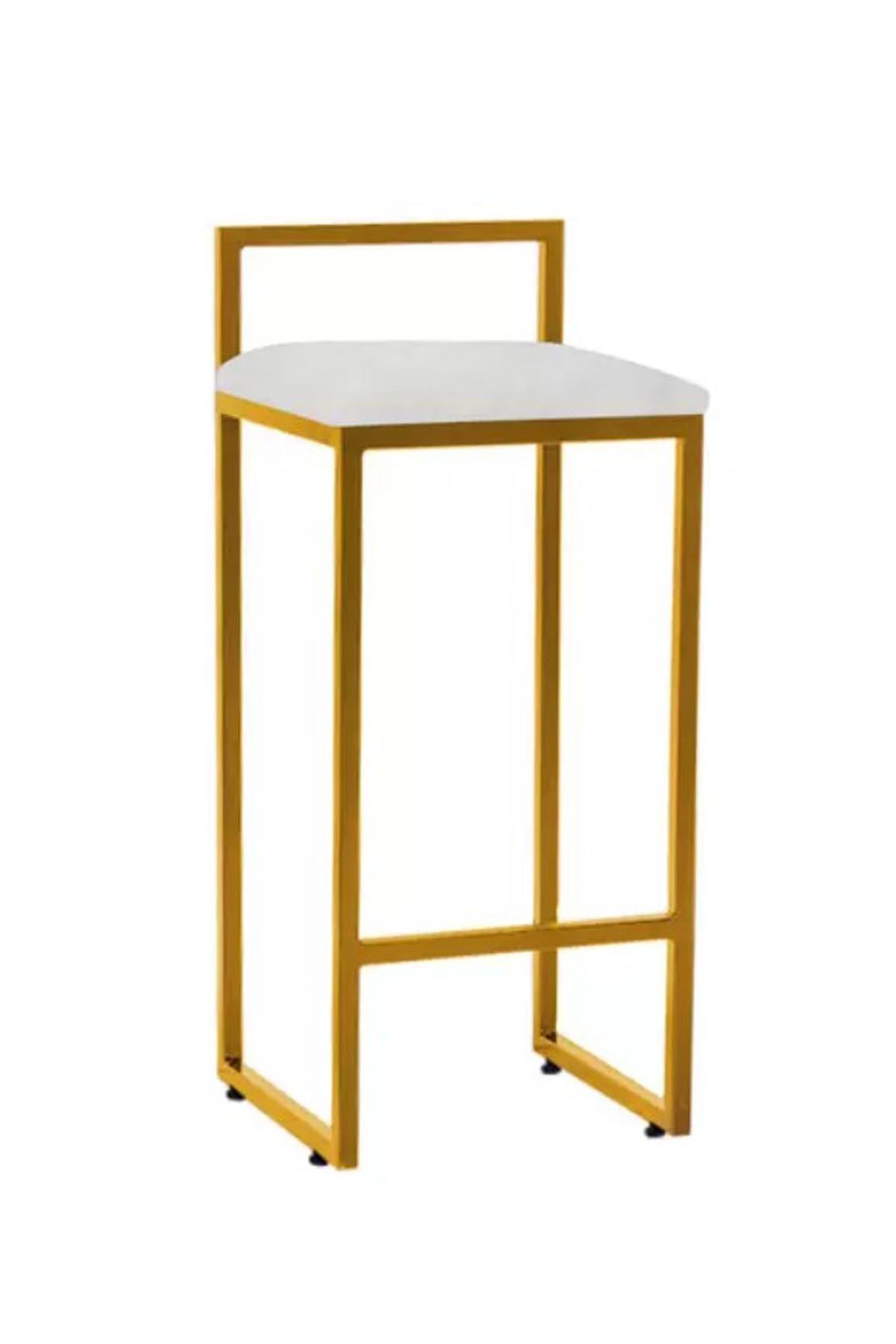 Carneil 1 Adet 75cm Frol Bar Sandalyesi , Taburesi, (95-110 Cm Masalar Için Uygundur) Gold-açık-krem