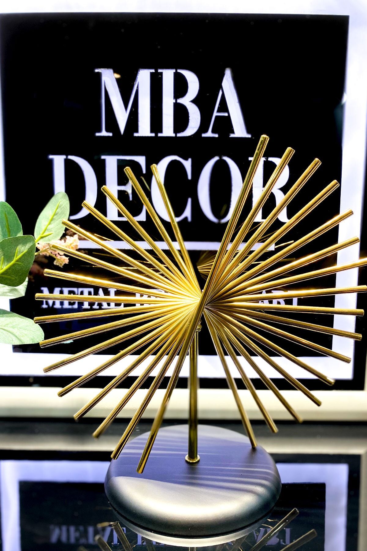 mba decor metal bending art Tekli Gold Dekoratif Obje Hediyelik Dekorasyon Ofis Konsol Zigon Sehpa Üstü Paslanmaz Metal Palmiye