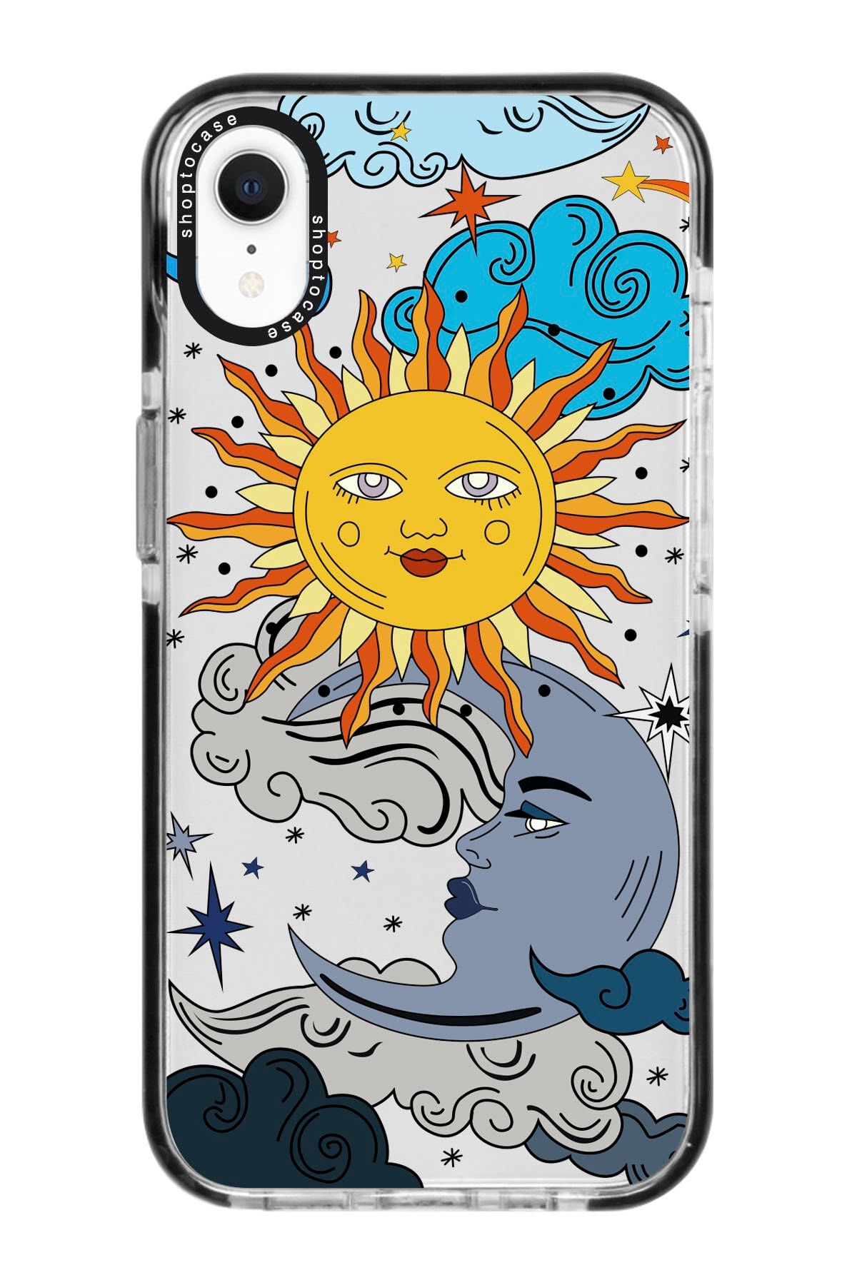 shoptocase Iphone Xr Uyumlu Siyah Impact Güneş Ay Tasarımlı Telefon Kılıfı